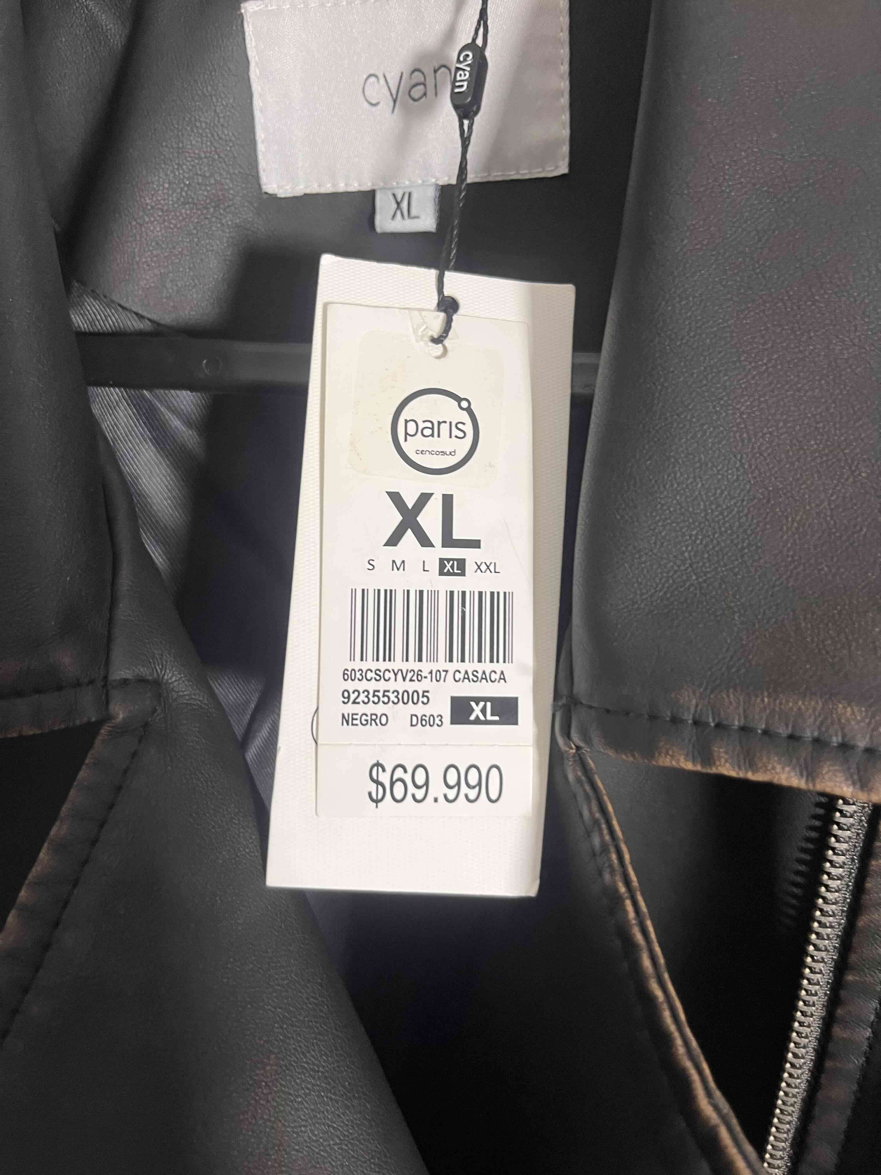 Chaqueta negra de cuero sintético XL - miniatura 4