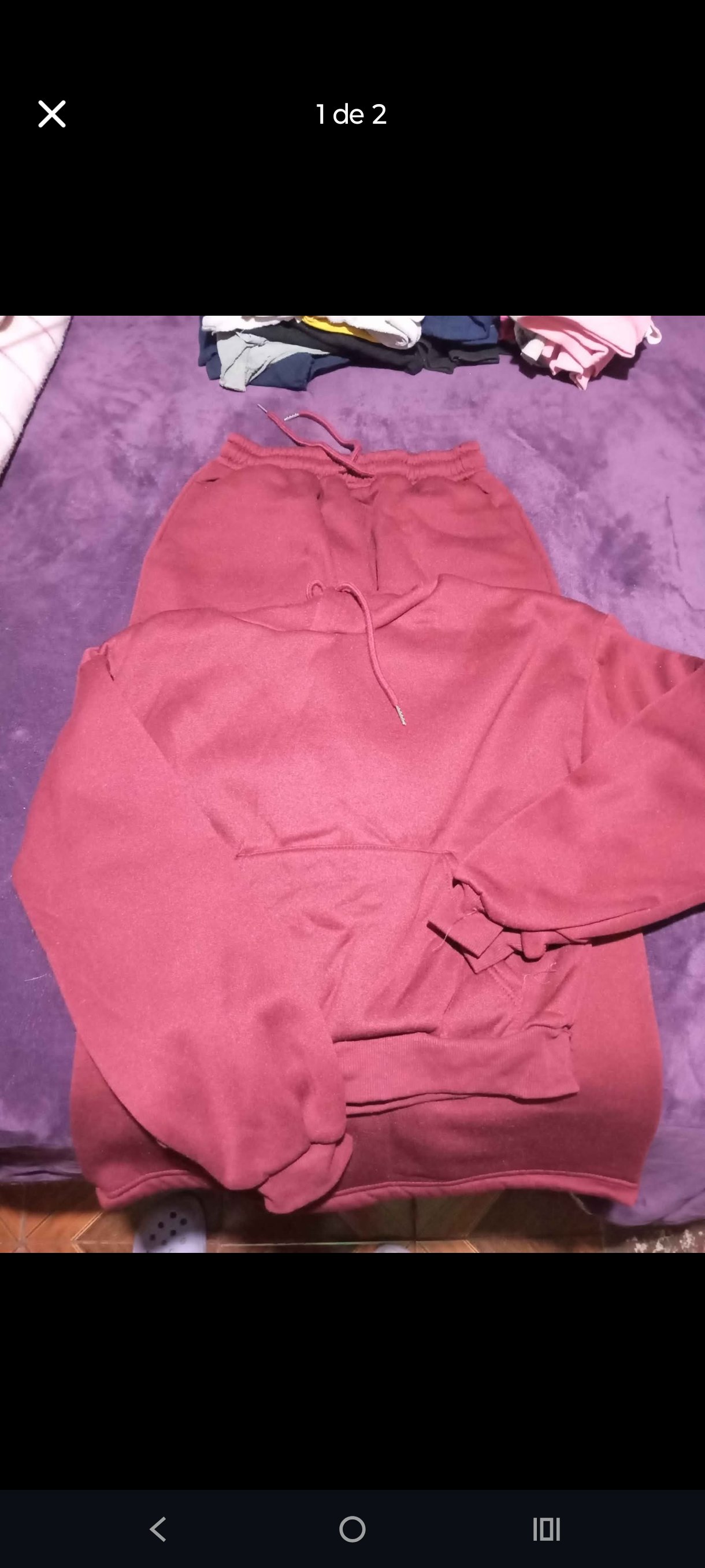 Polerón burdeos de algodón - miniatura 1