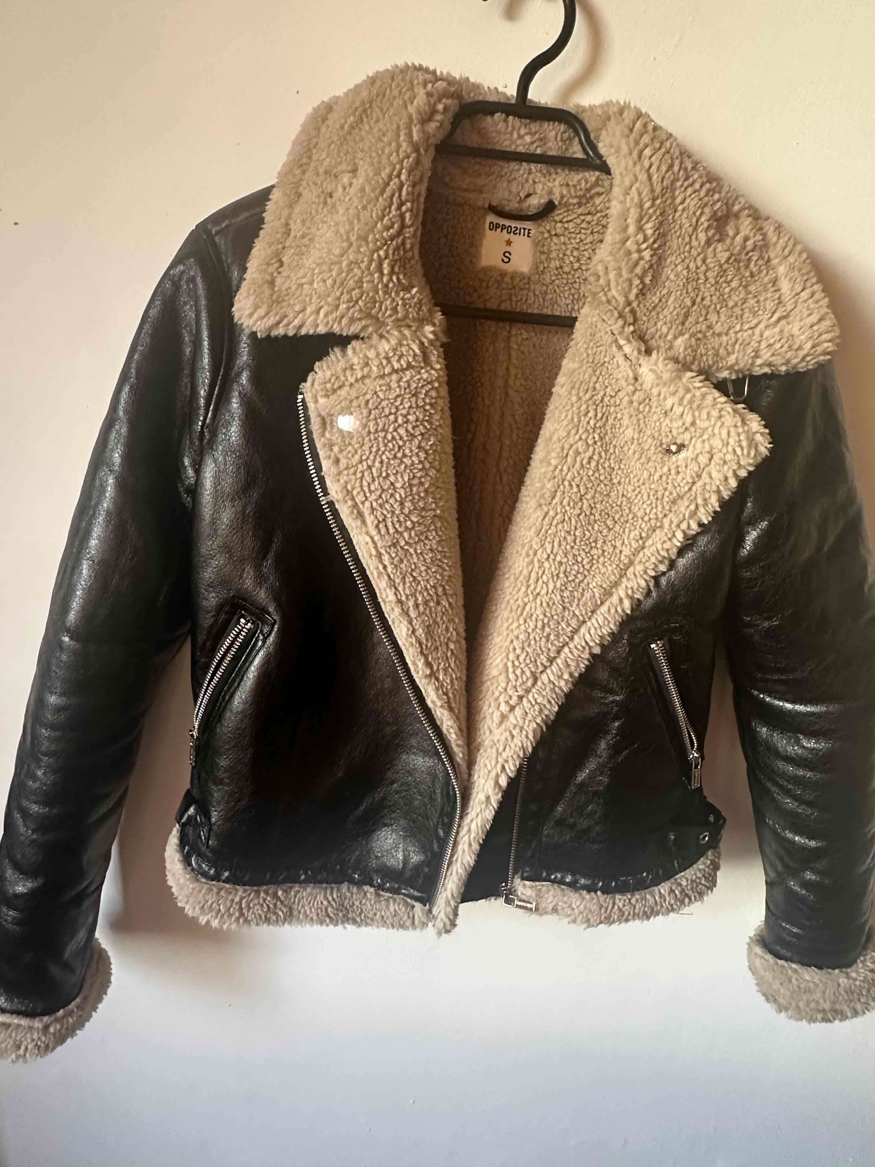 Chaqueta café oscuro con forro de lana talla S opp - miniatura 1