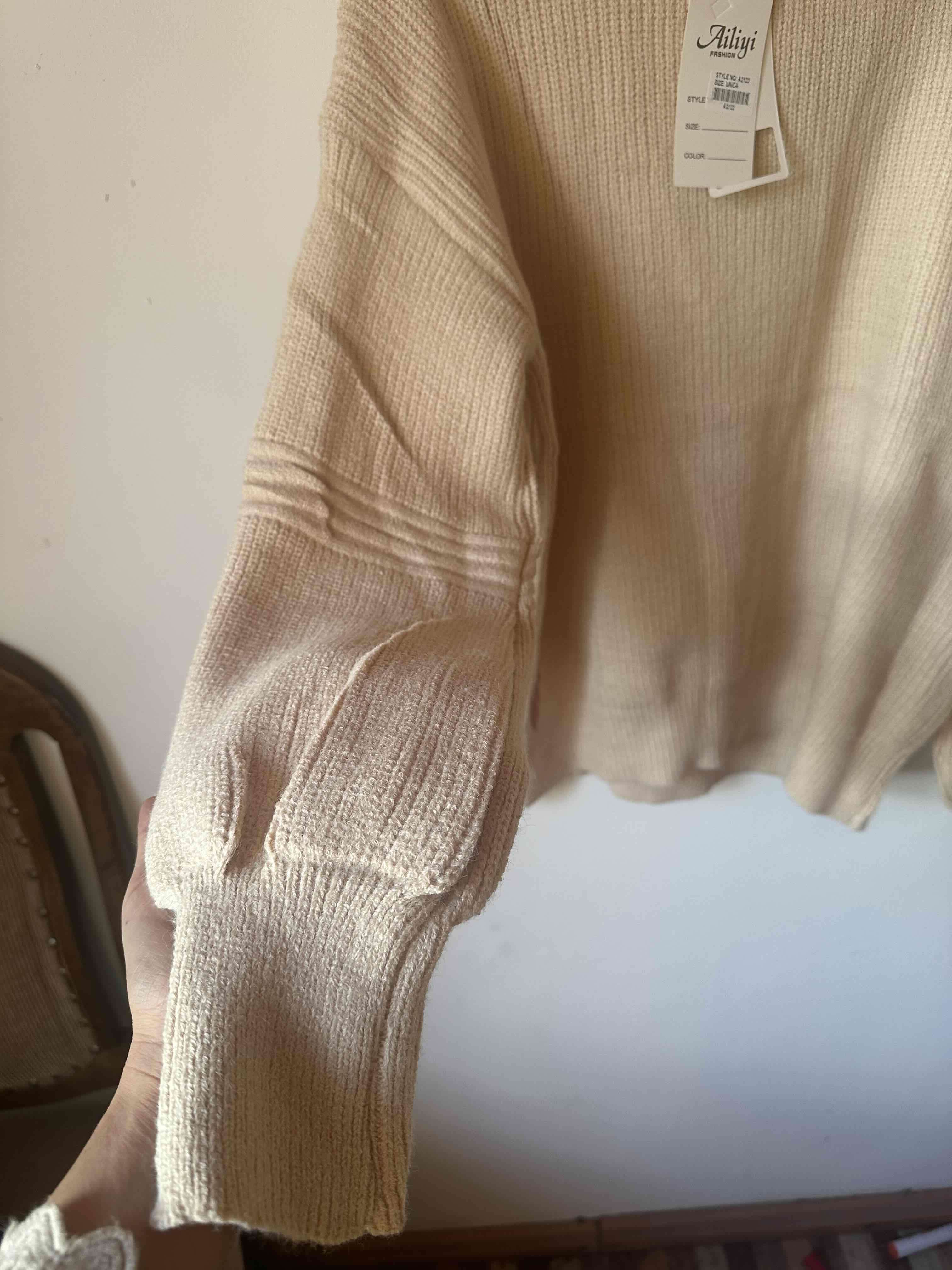 Suéter beige de punto con etiqueta talla M - miniatura 2