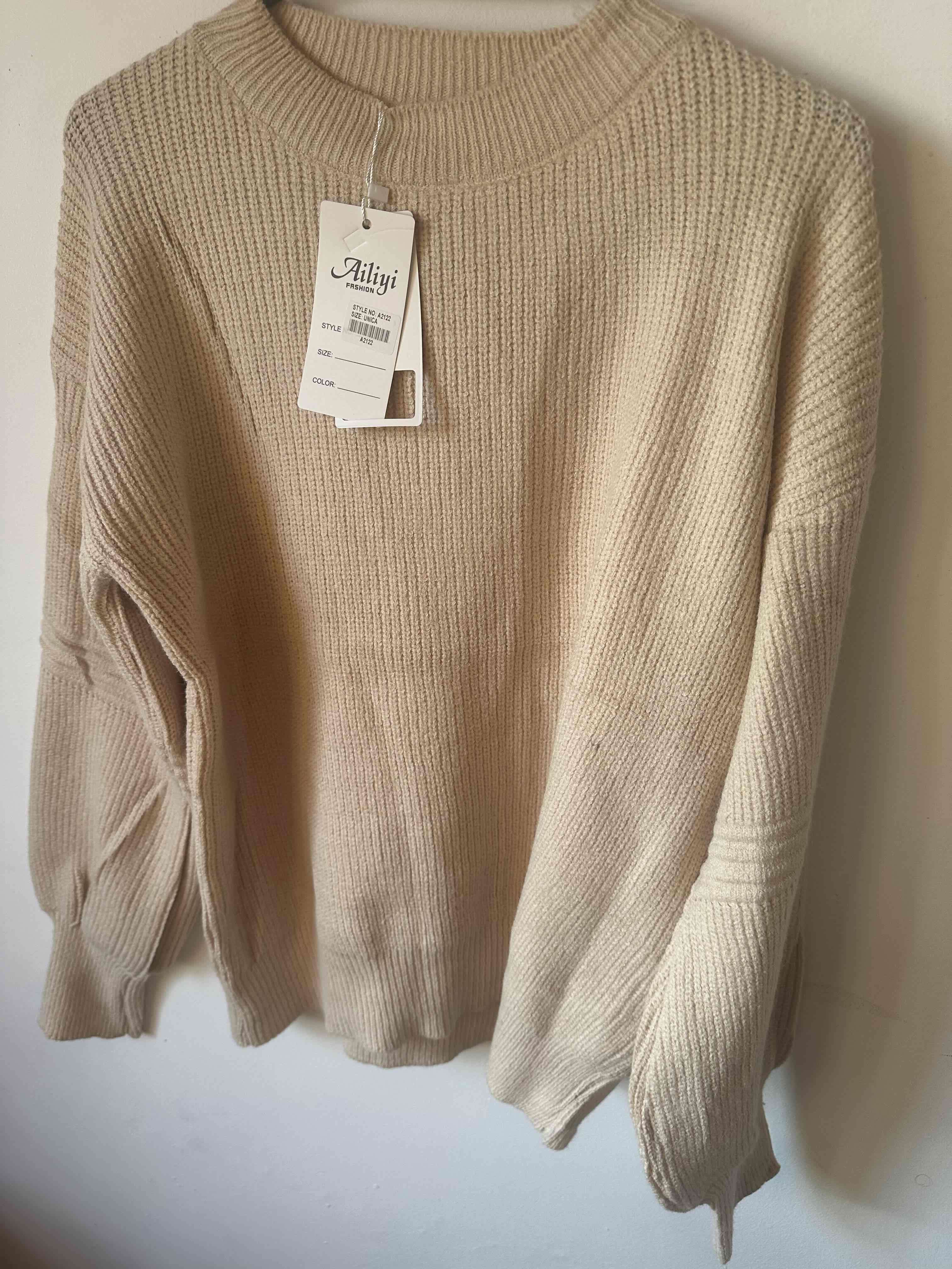 Suéter beige de punto con etiqueta talla M - miniatura 4