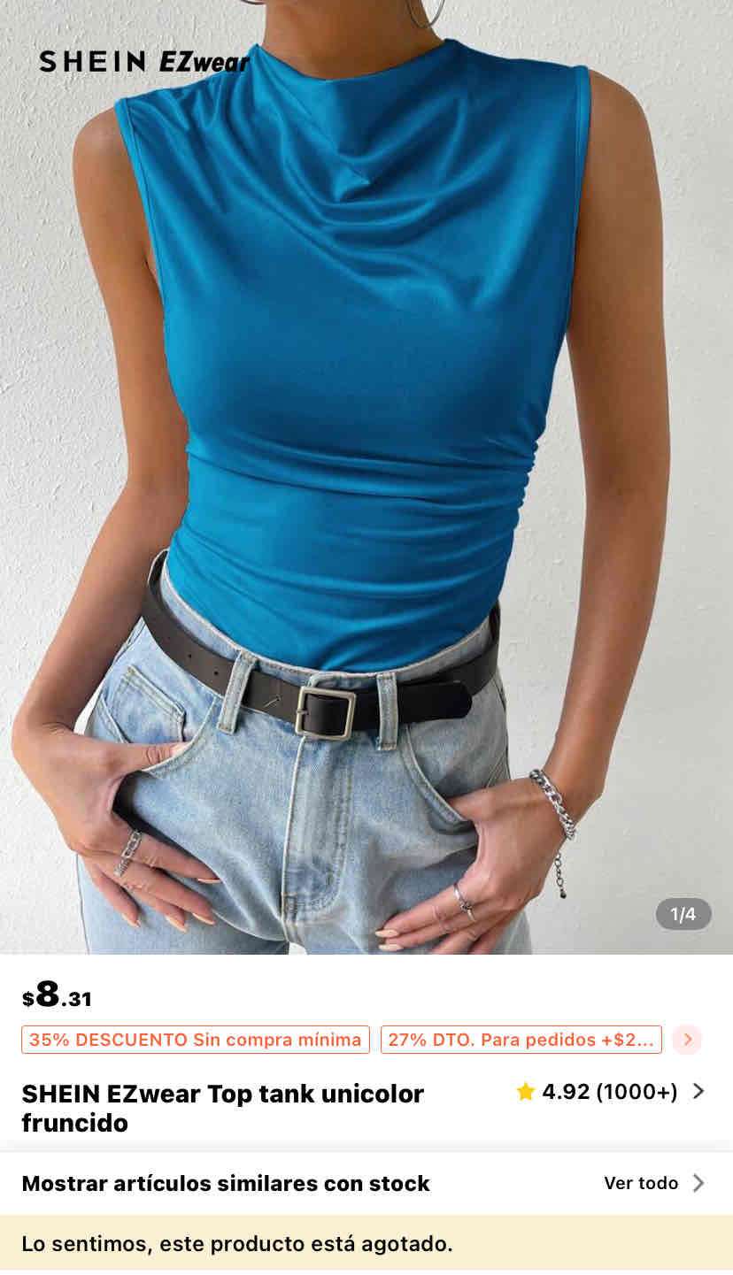 Top sin mangas azul SHEIN - miniatura 1