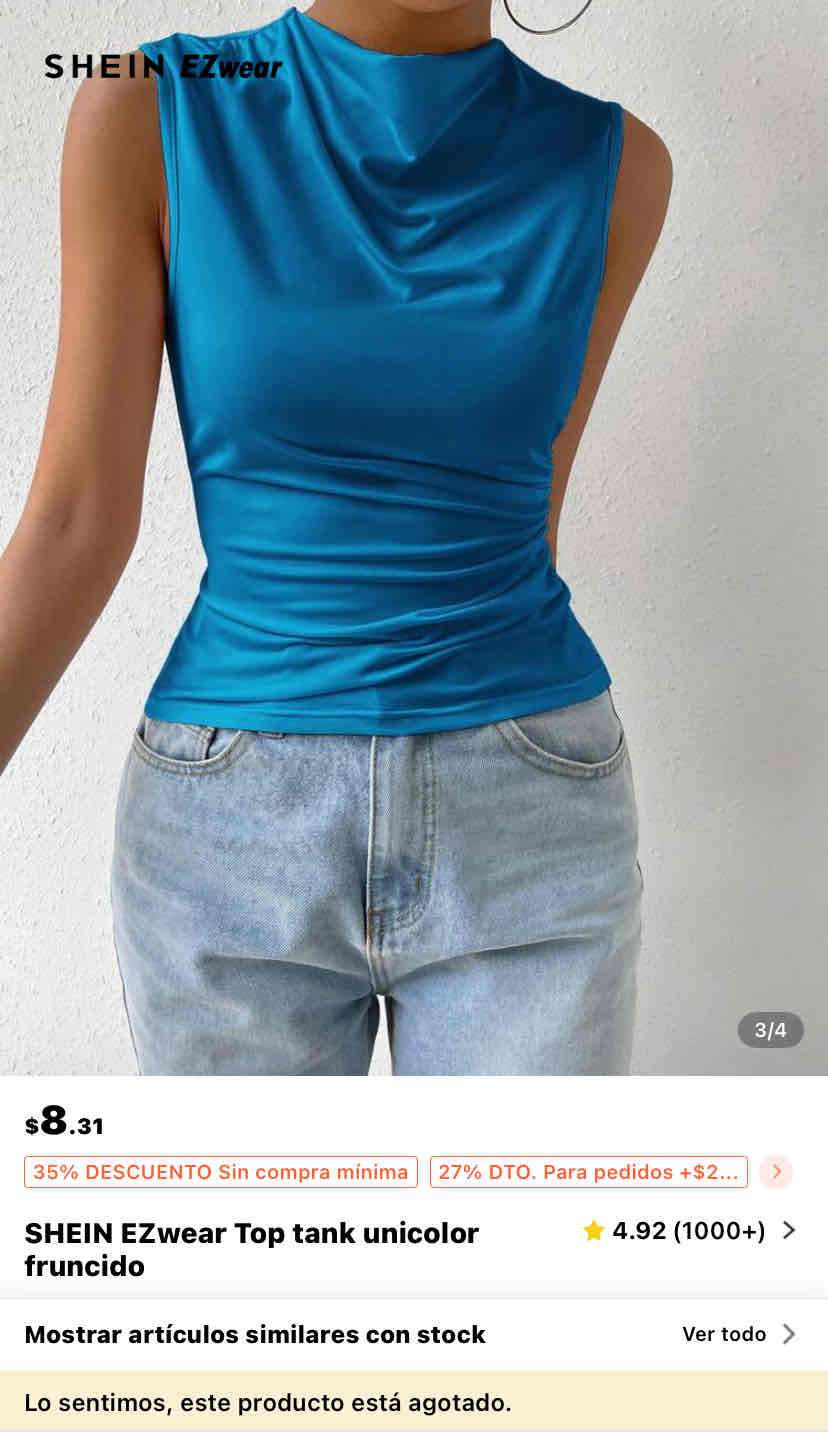 Top sin mangas azul SHEIN - miniatura 2