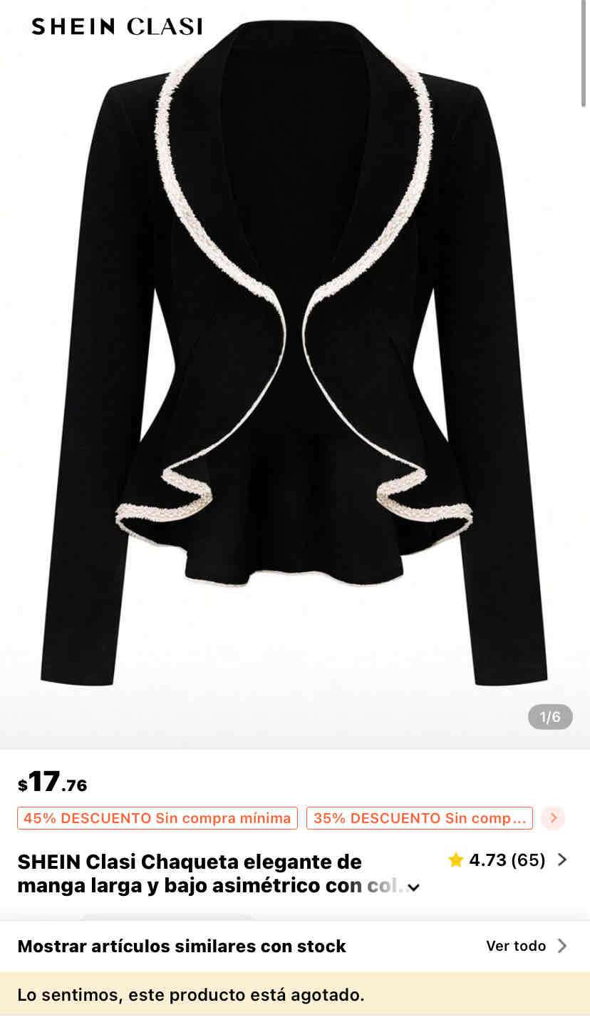 Chaqueta elegante negra Shein - miniatura 1