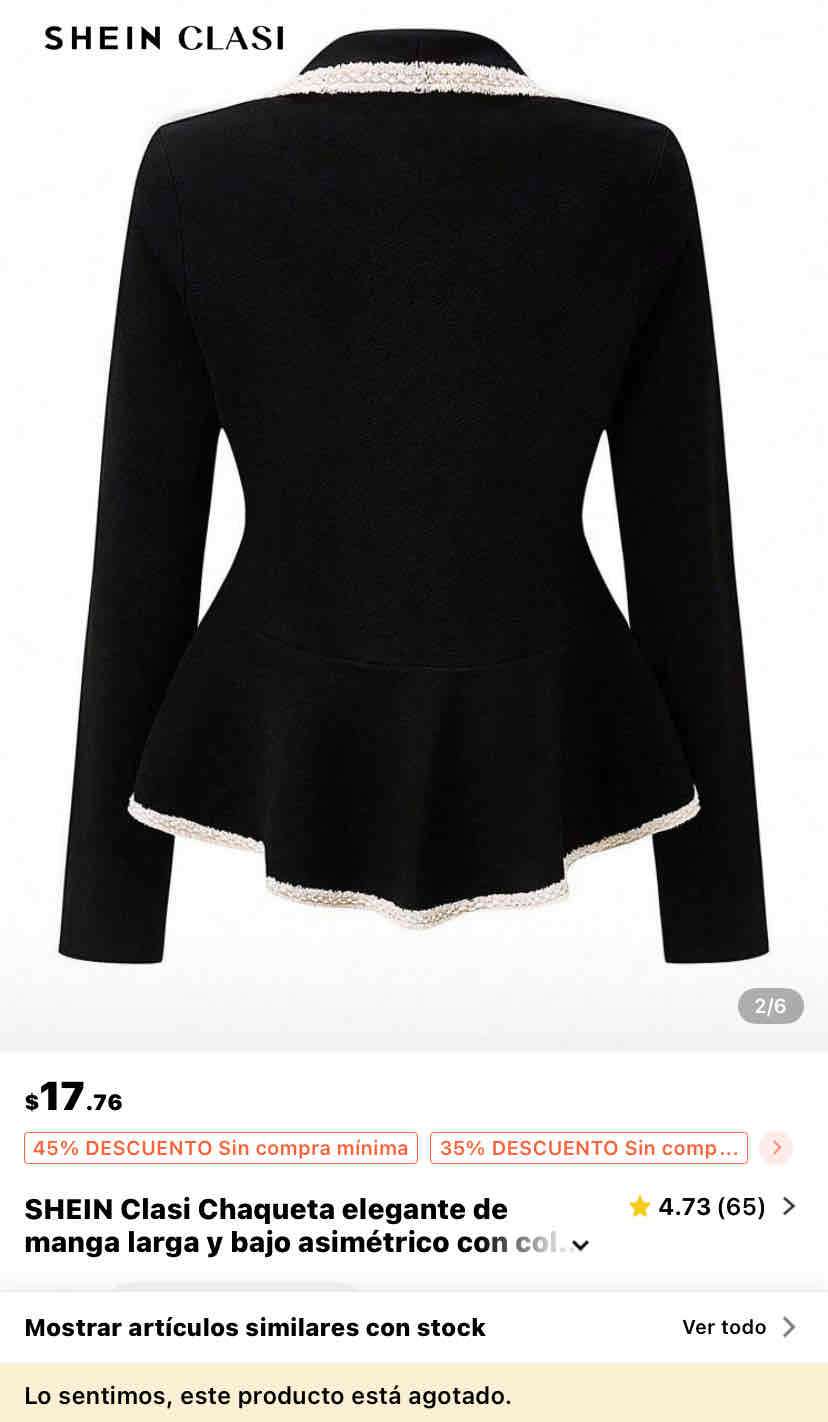Chaqueta elegante negra Shein - miniatura 2