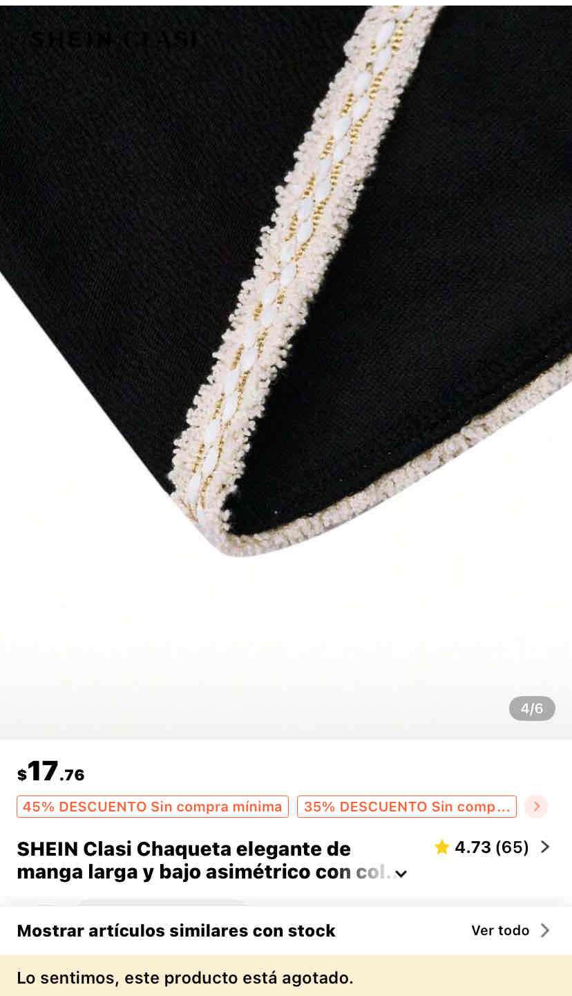 Chaqueta elegante negra Shein - miniatura 3