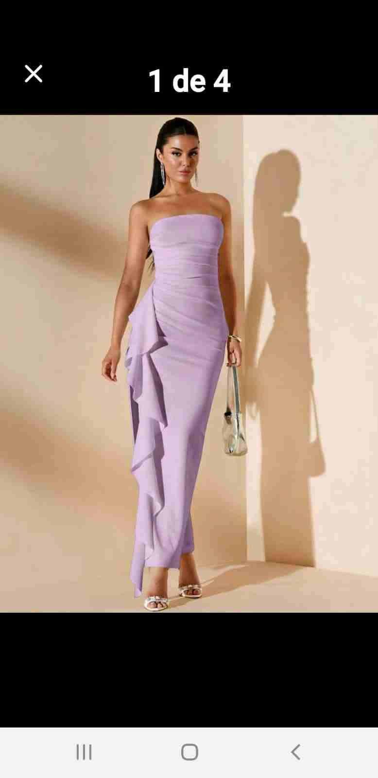 Vestido largo lila elegante - miniatura 1