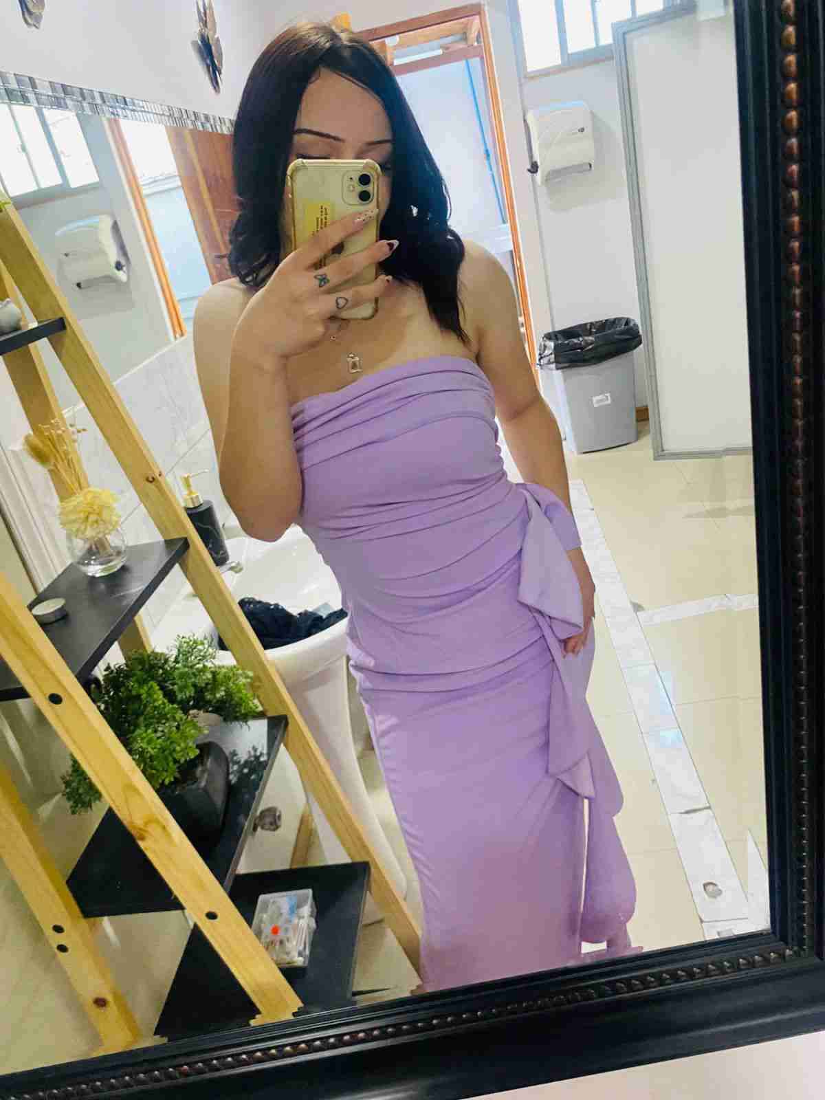 Vestido largo lila elegante - miniatura 2