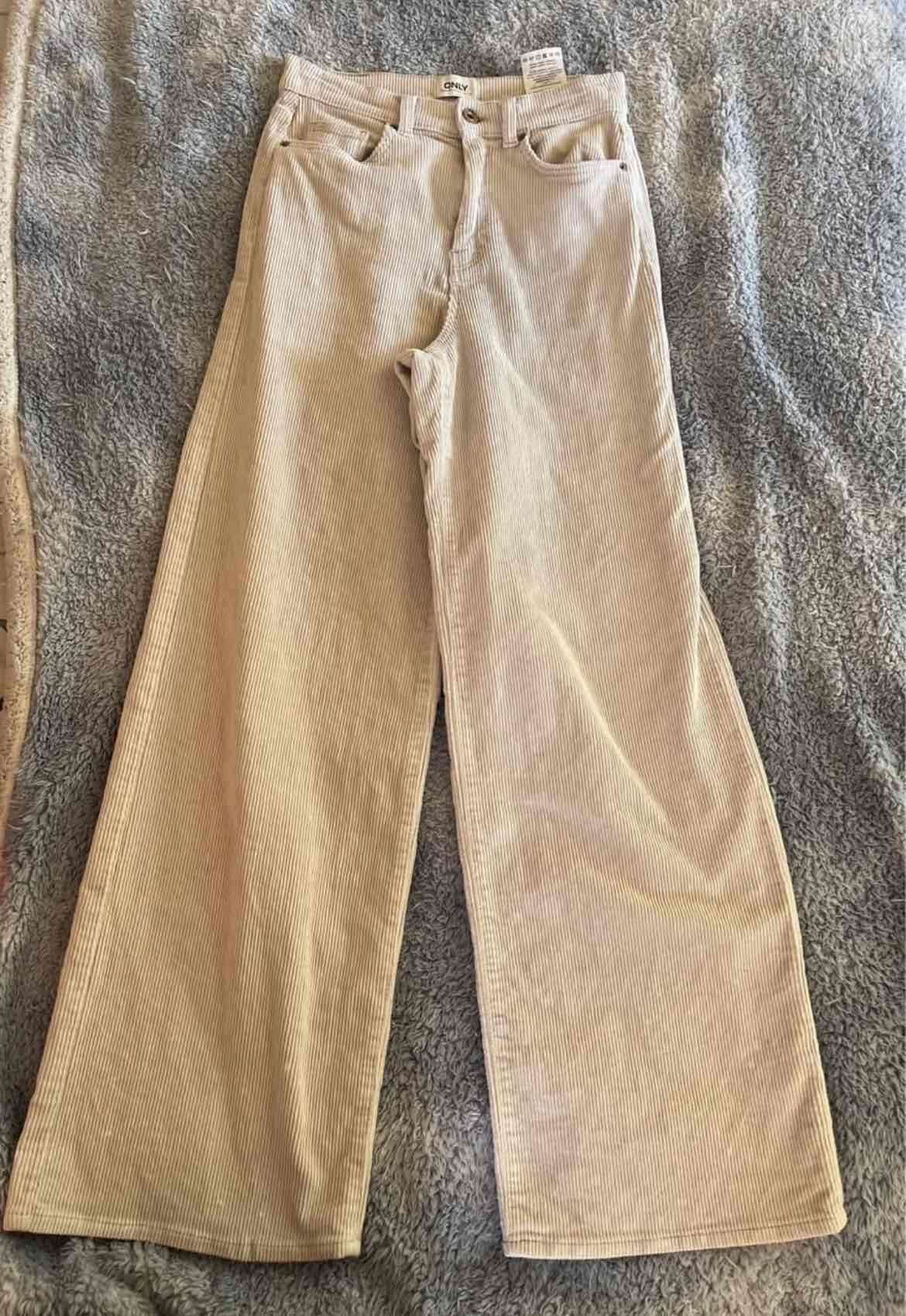 Pantalon cotelé beige 34 - miniatura 1