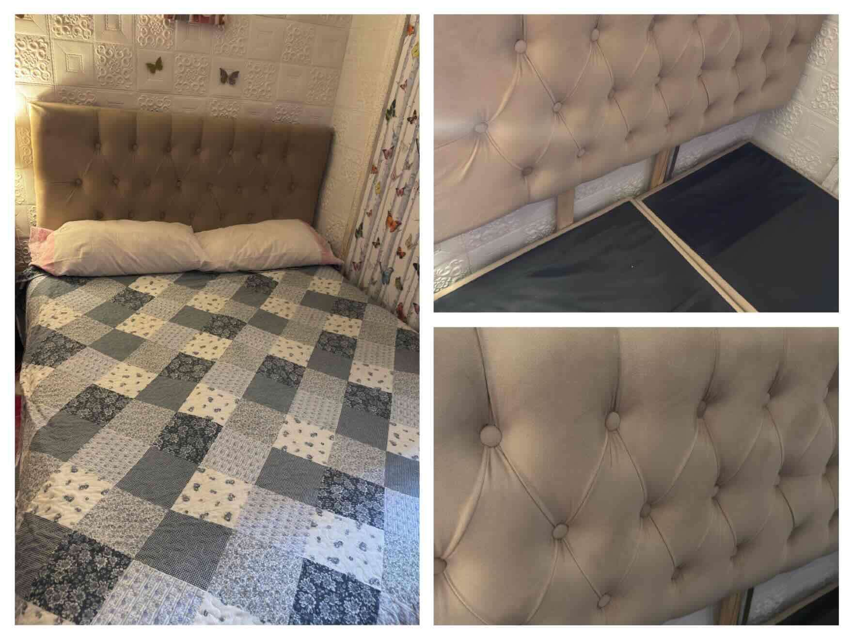 Cama matrimonial con cabecera acolchada - miniatura 1