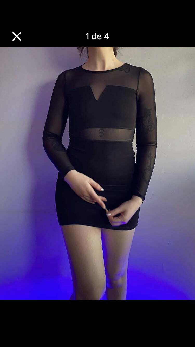 Vestido corto negro transparente - miniatura 1