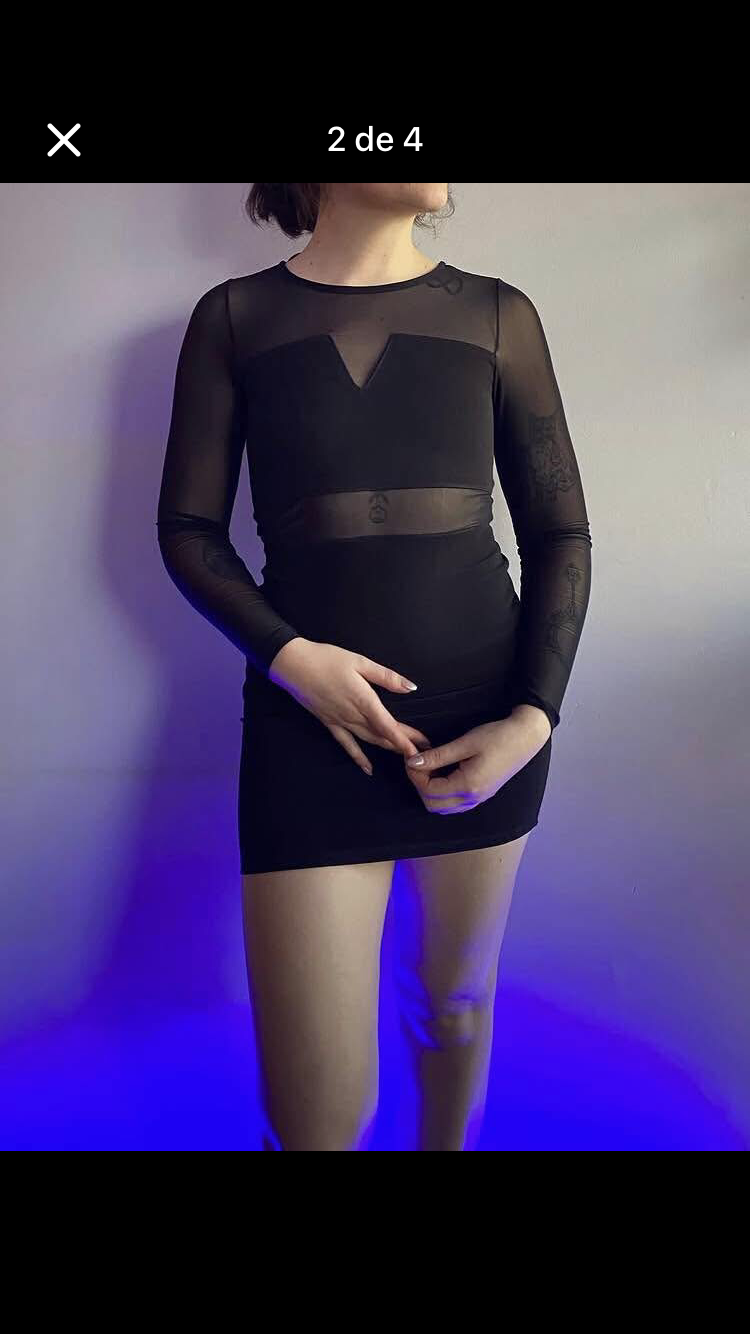 Vestido corto negro transparente - miniatura 2