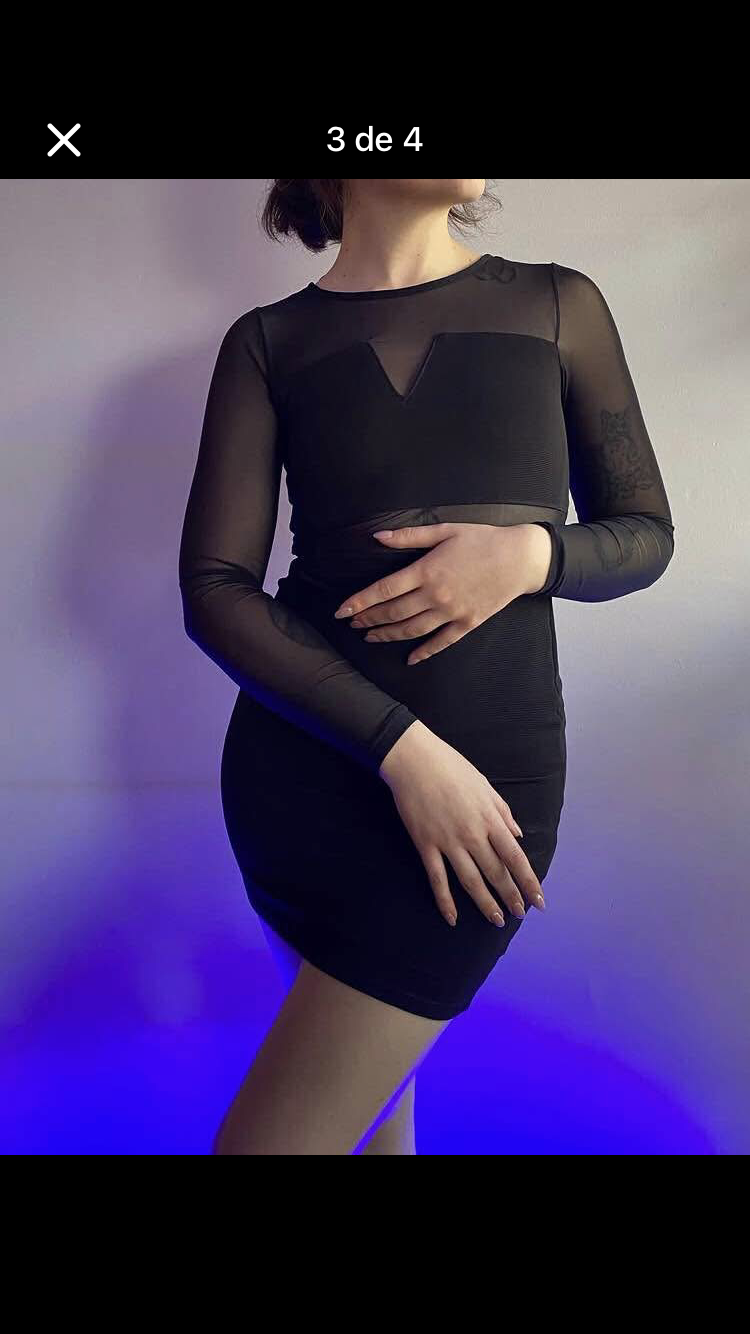 Vestido corto negro transparente - miniatura 3