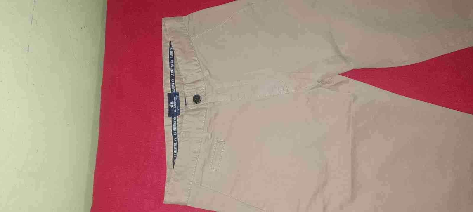 Pantalones beige la martina talla 40 - miniatura 2
