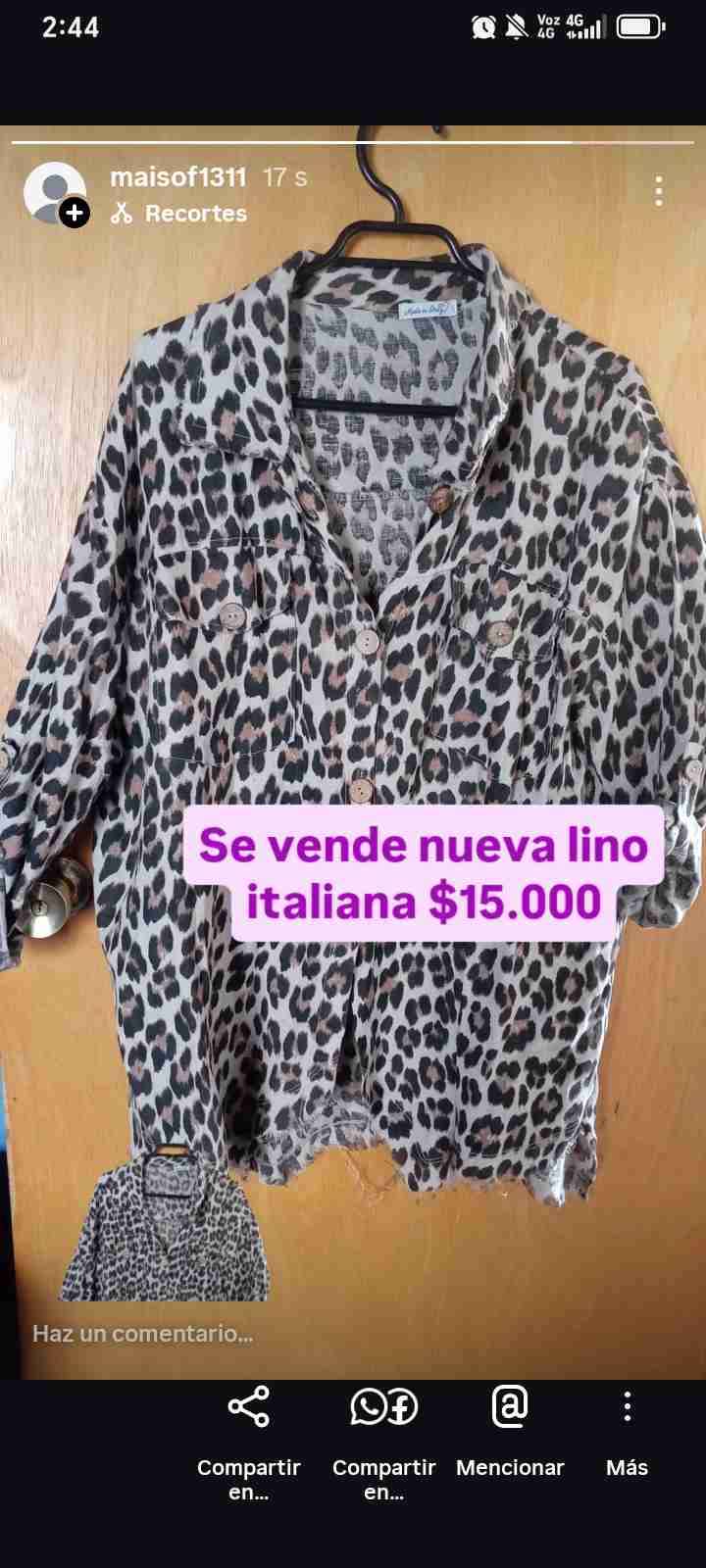 Blusa italiana estampado leopardo - miniatura 1