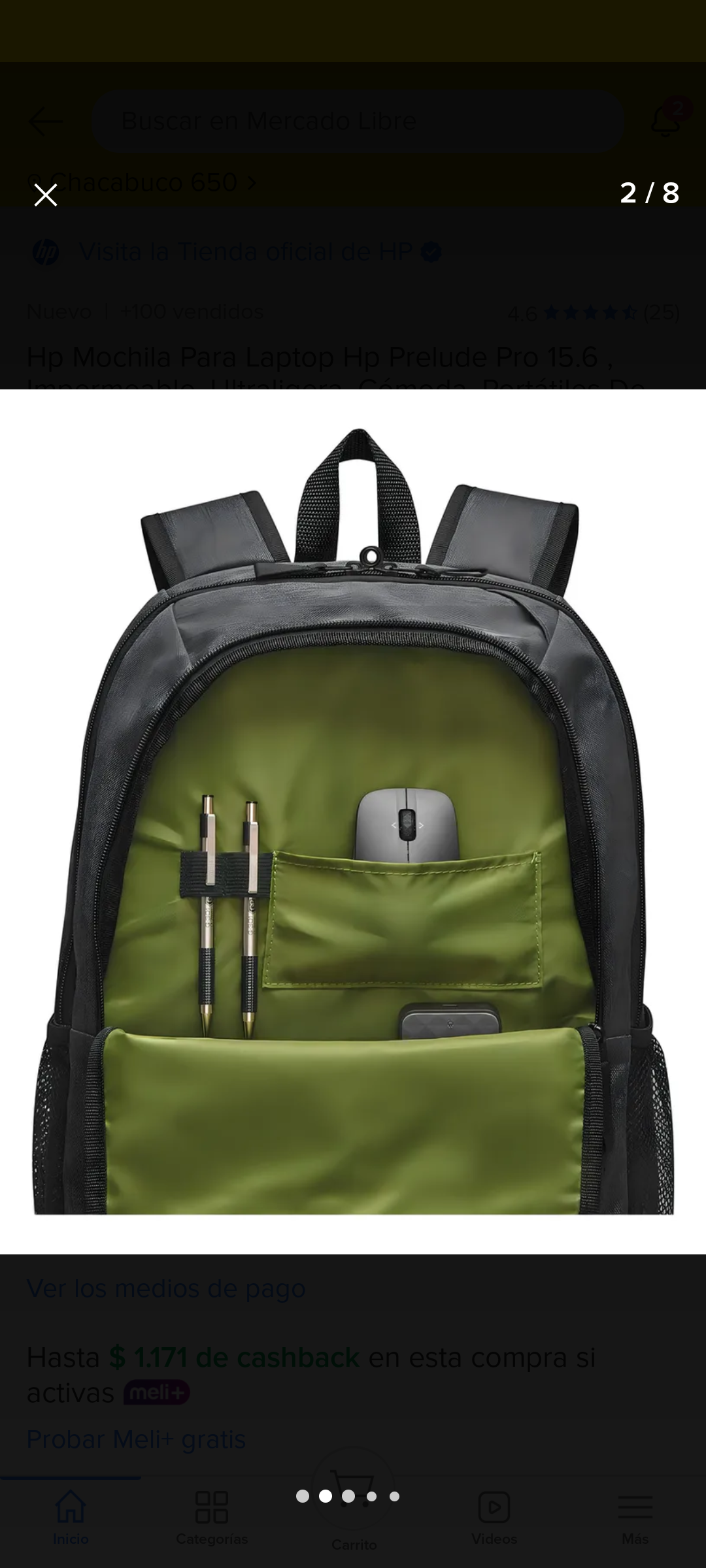 Mochila HP negra compacta - miniatura 2