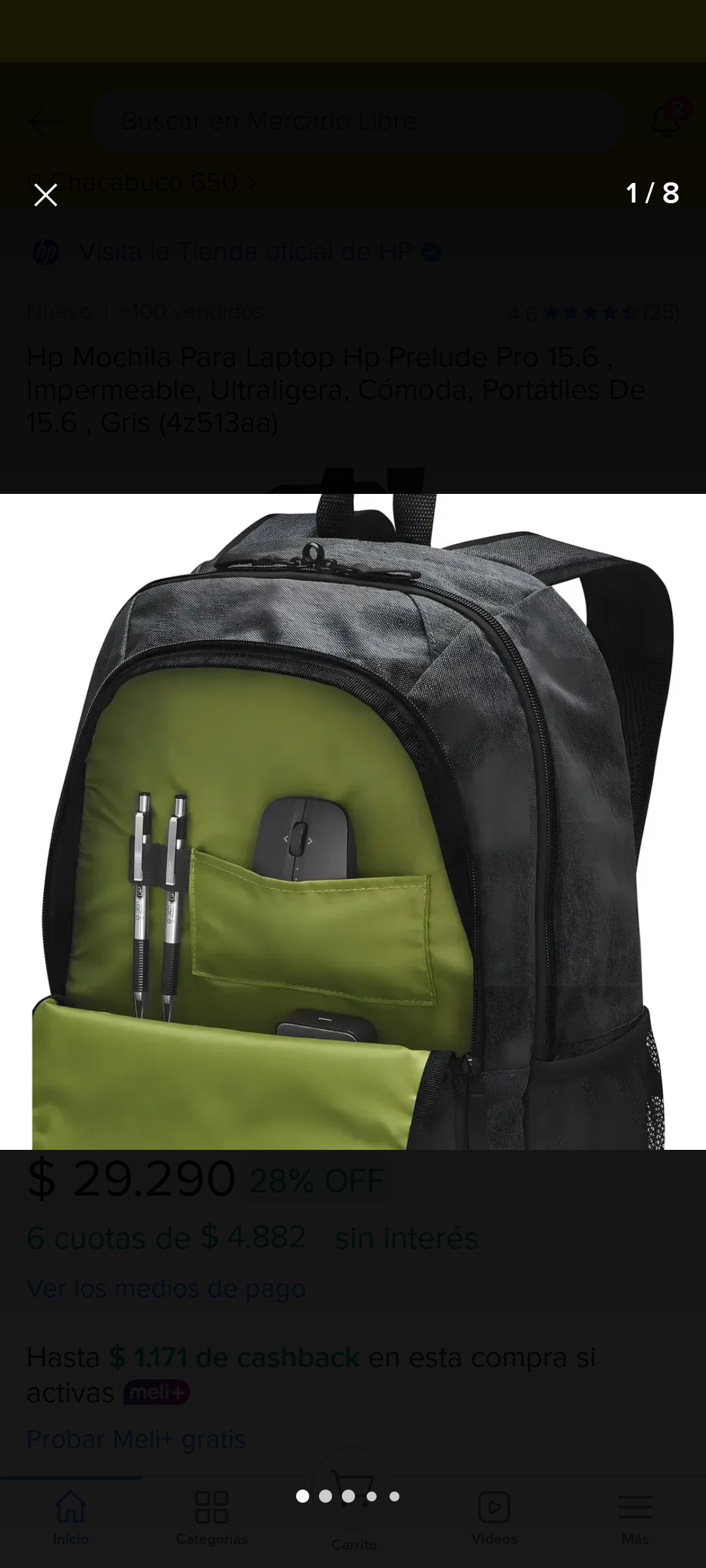 Mochila HP negra compacta - miniatura 3