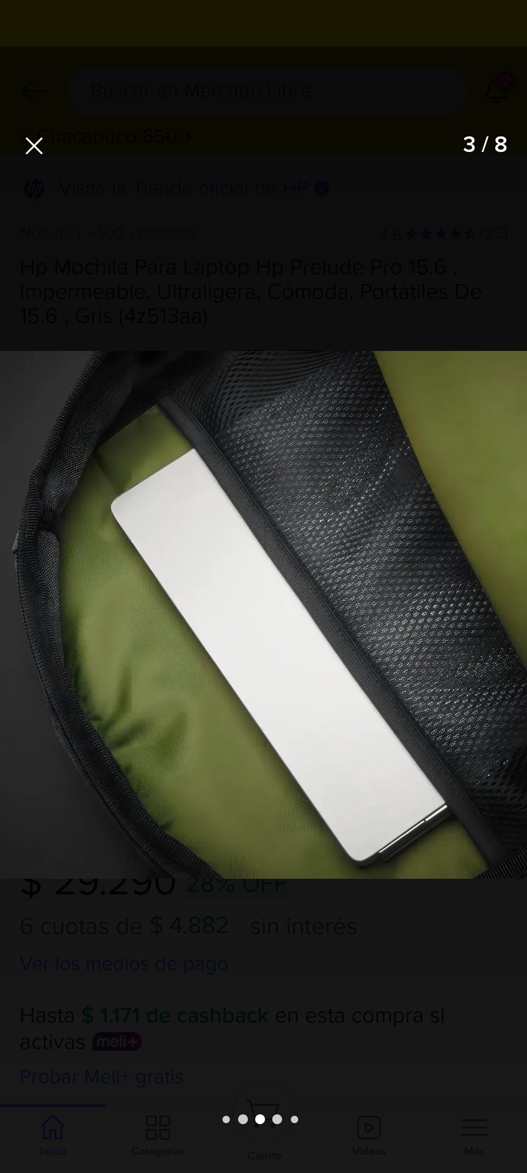 Mochila HP negra compacta - miniatura 4