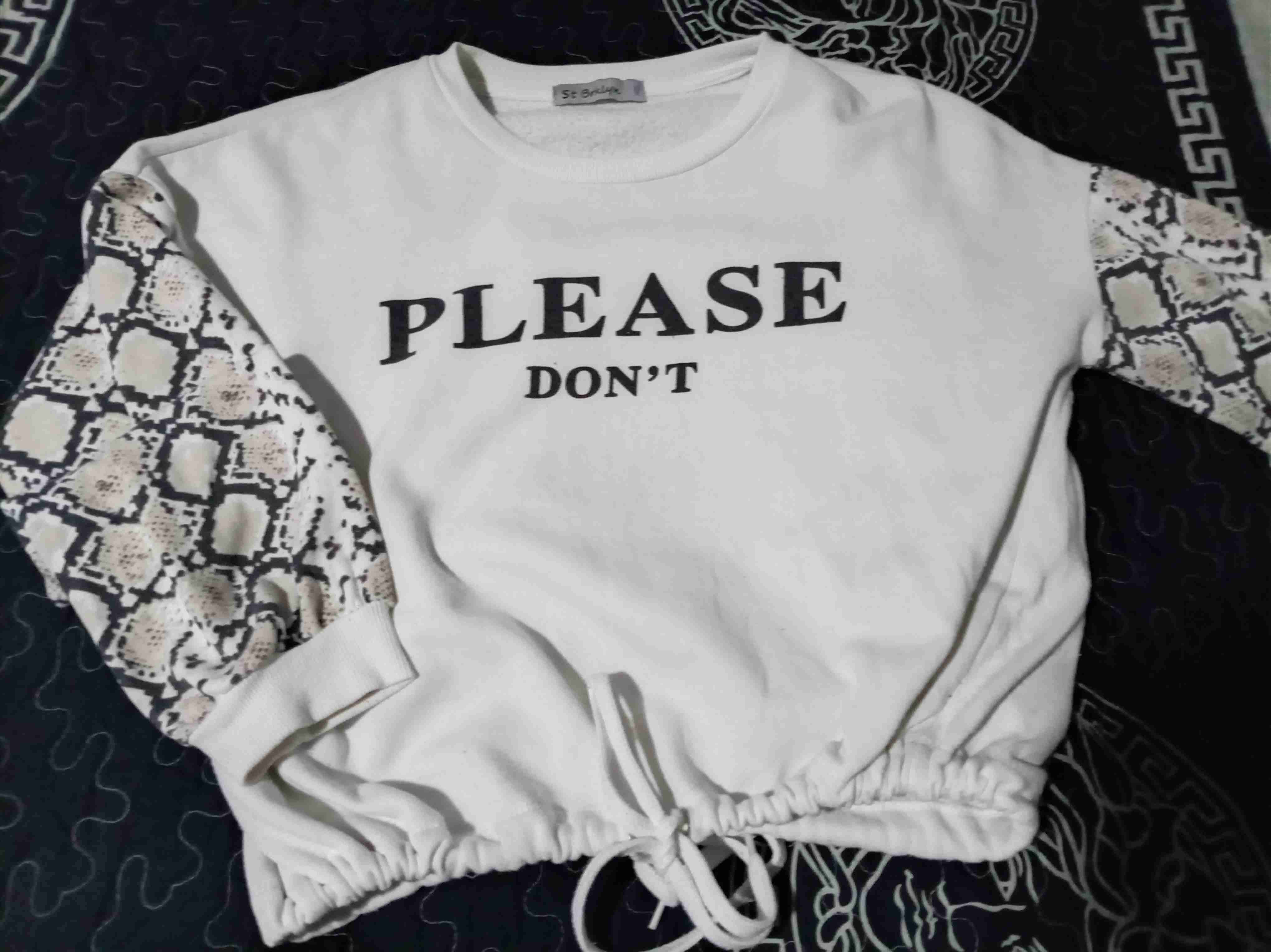 Polerón blanco con mangas estampadas - miniatura 1