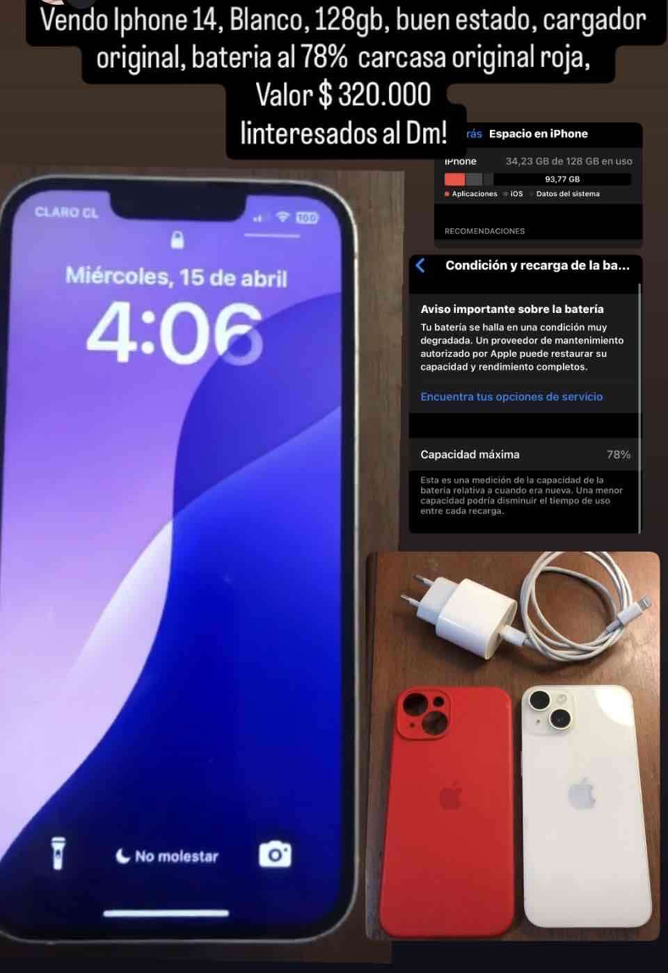 iPhone 14 blanco 128GB - miniatura 1