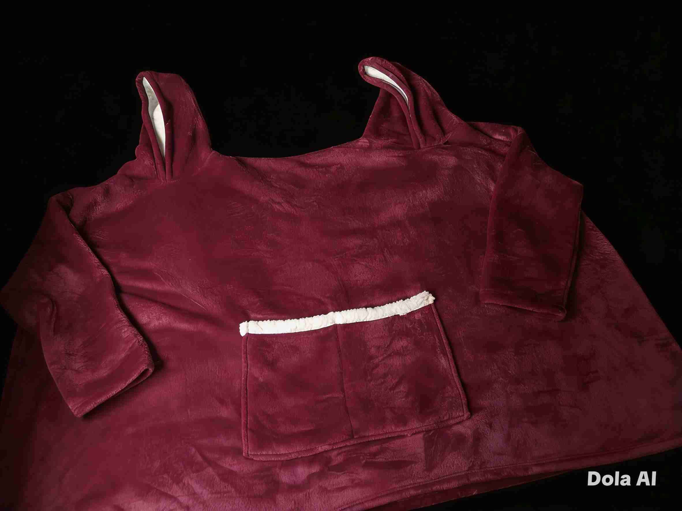 Sudadera con capucha polar burdeos - miniatura 1