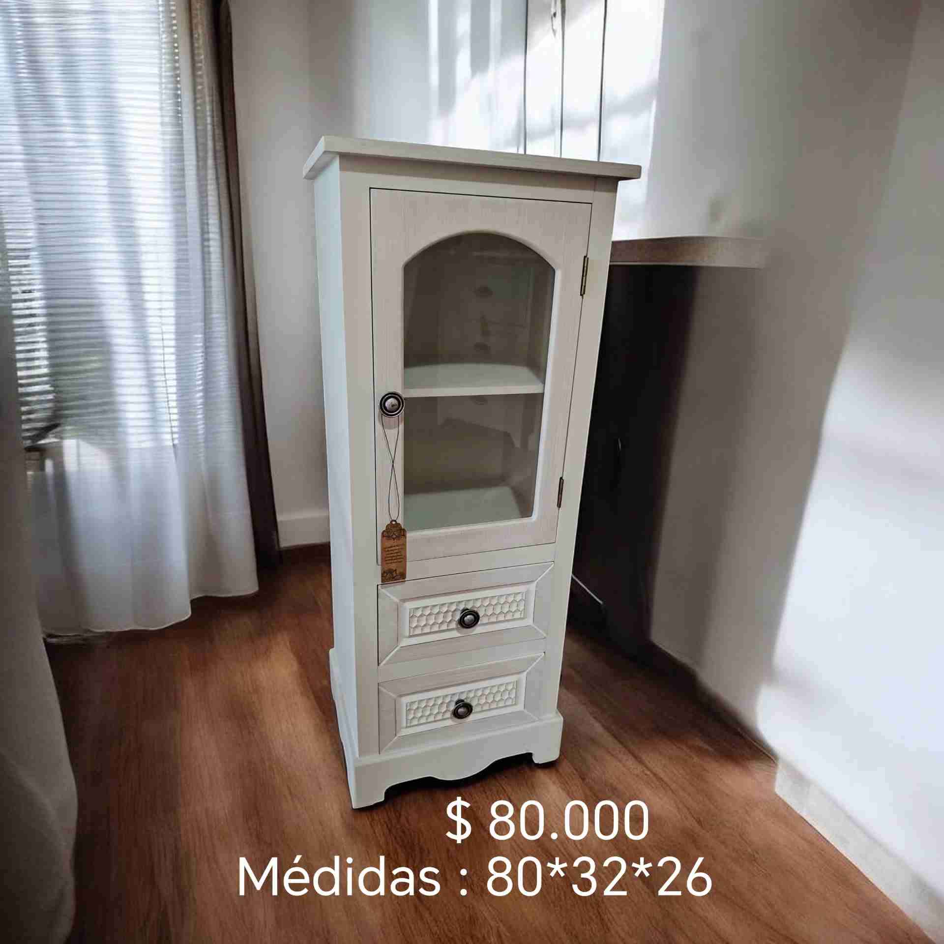 Mueble vitrina con cajones blanco