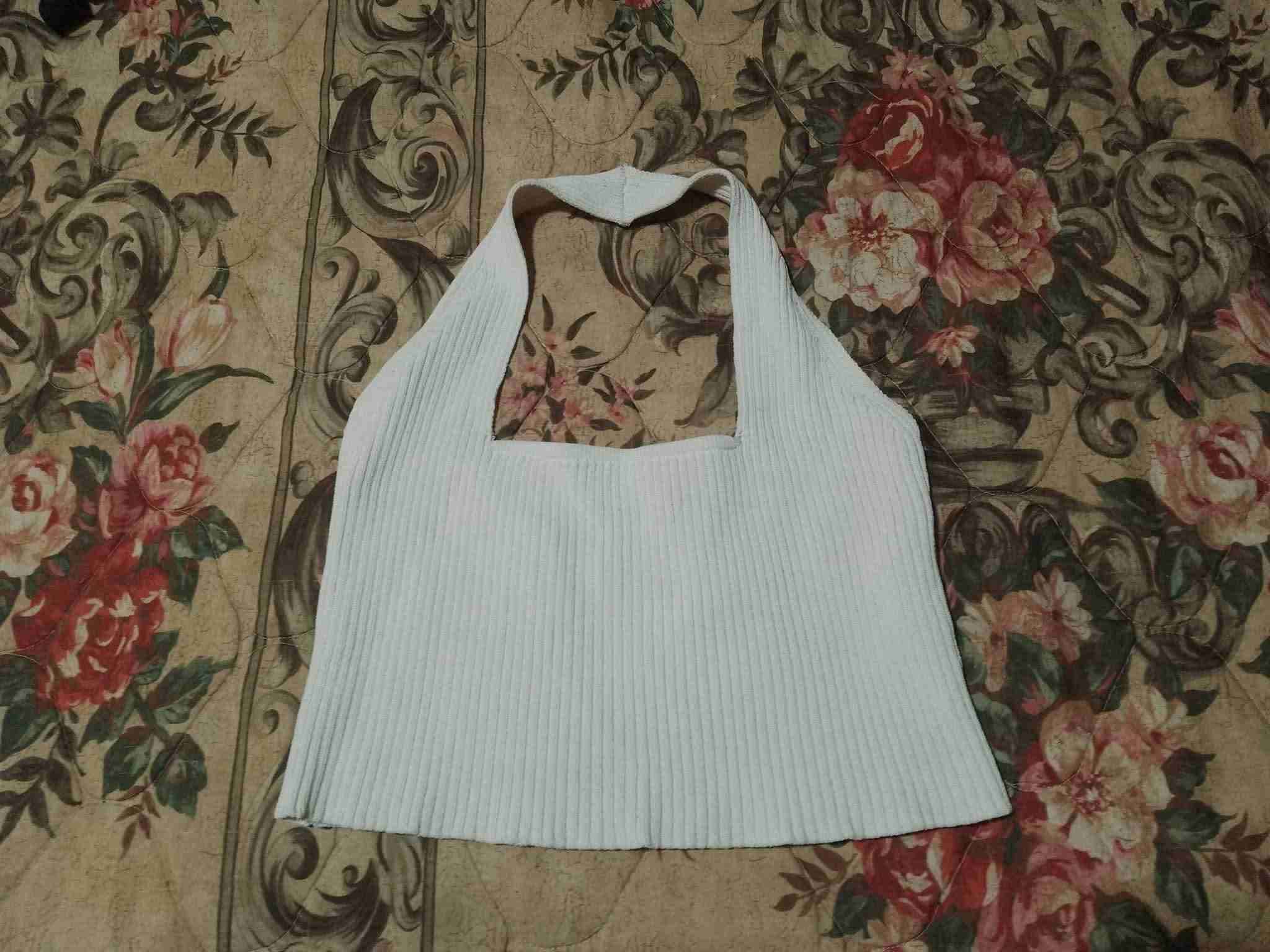 Polera blanca de canalé - miniatura 2