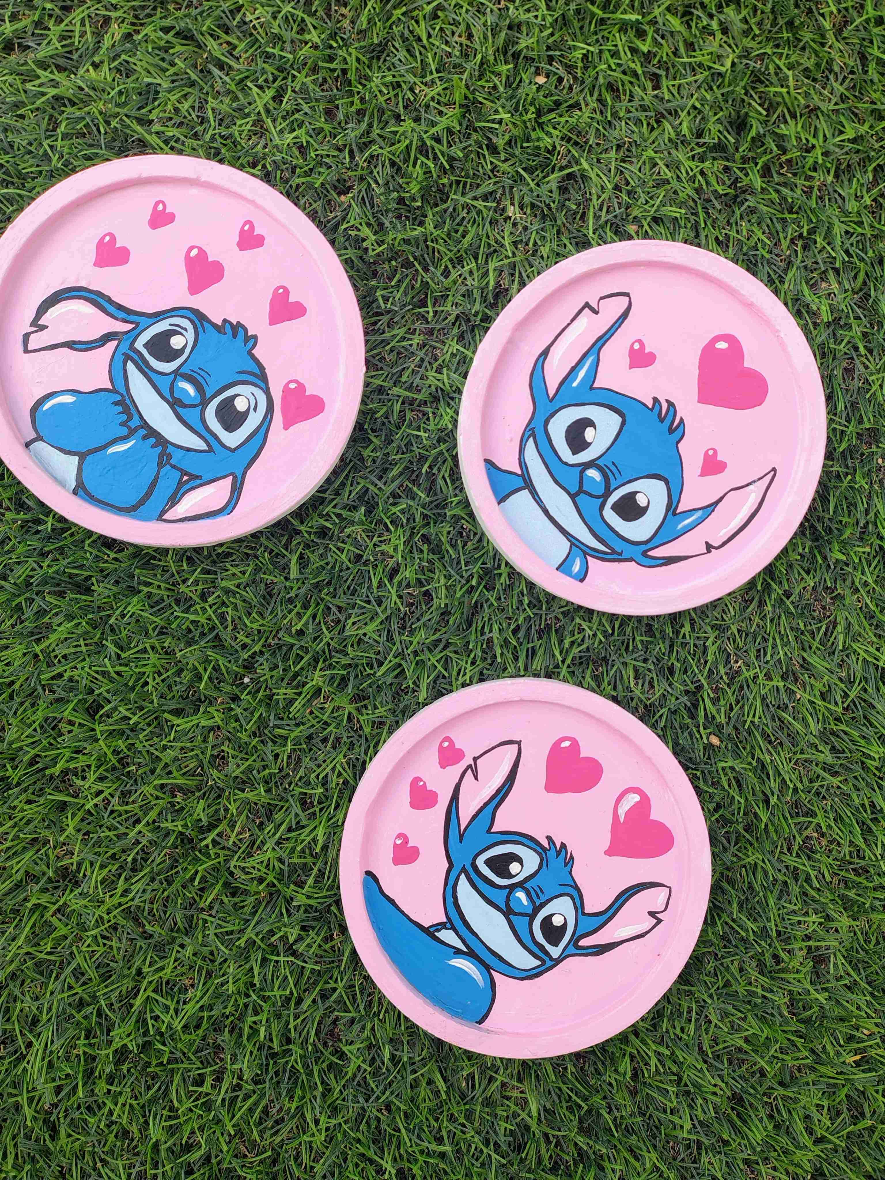 Posa joyas decorativos Stitch rosa - miniatura 1