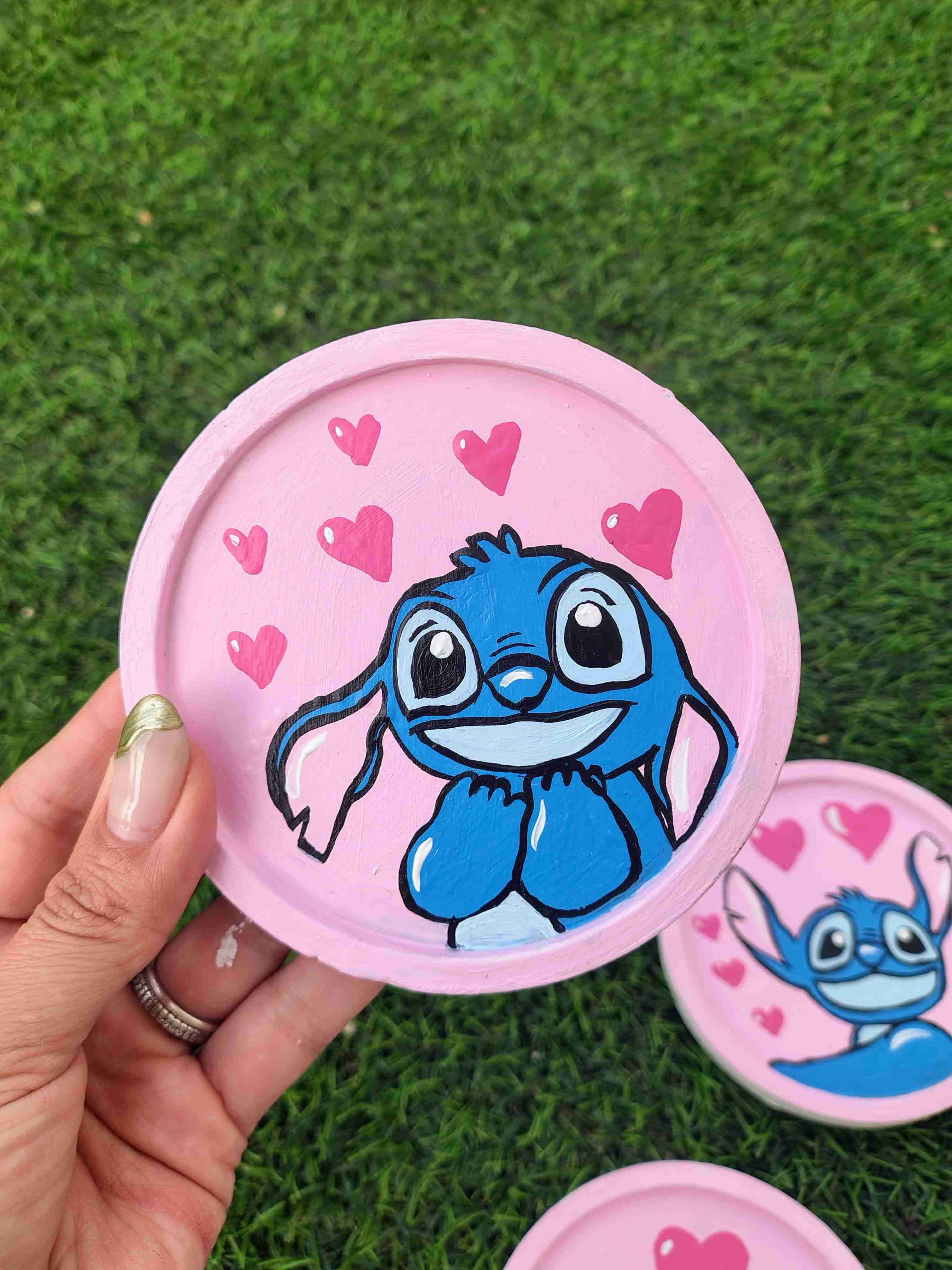 Posa joyas decorativos Stitch rosa - miniatura 4