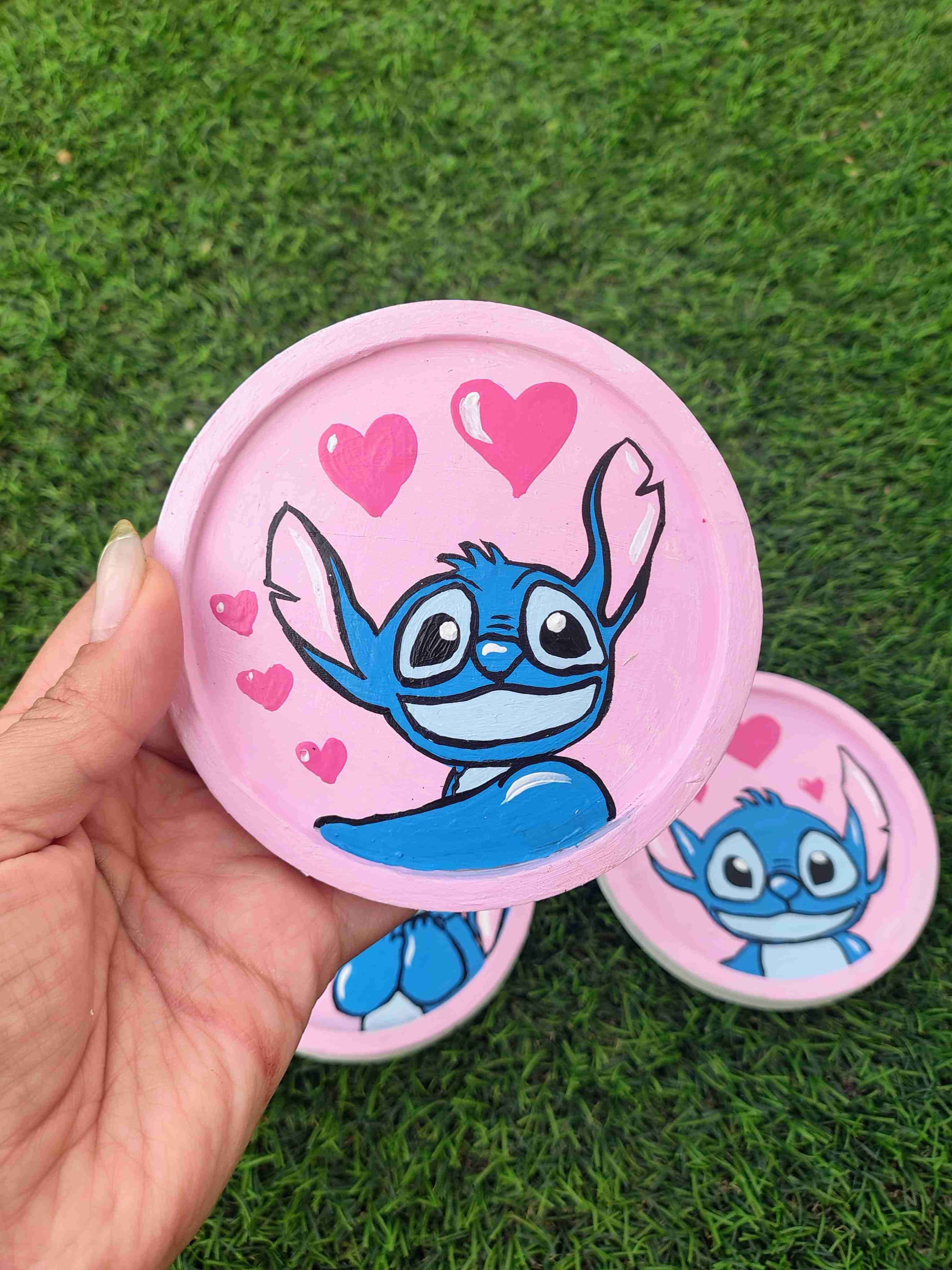 Posa joyas decorativos Stitch rosa - miniatura 5