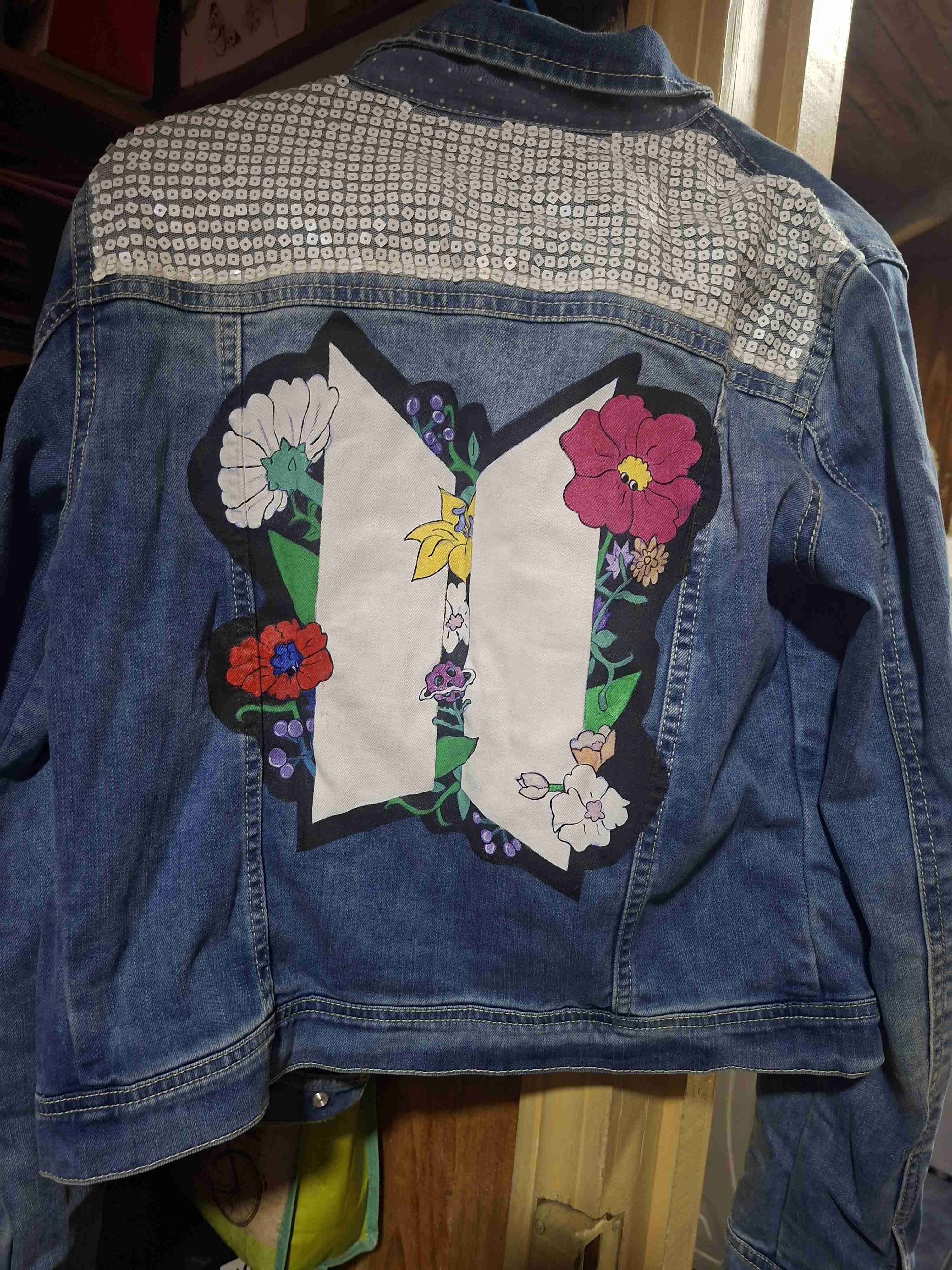 Chaqueta denim con diseño floral - miniatura 1