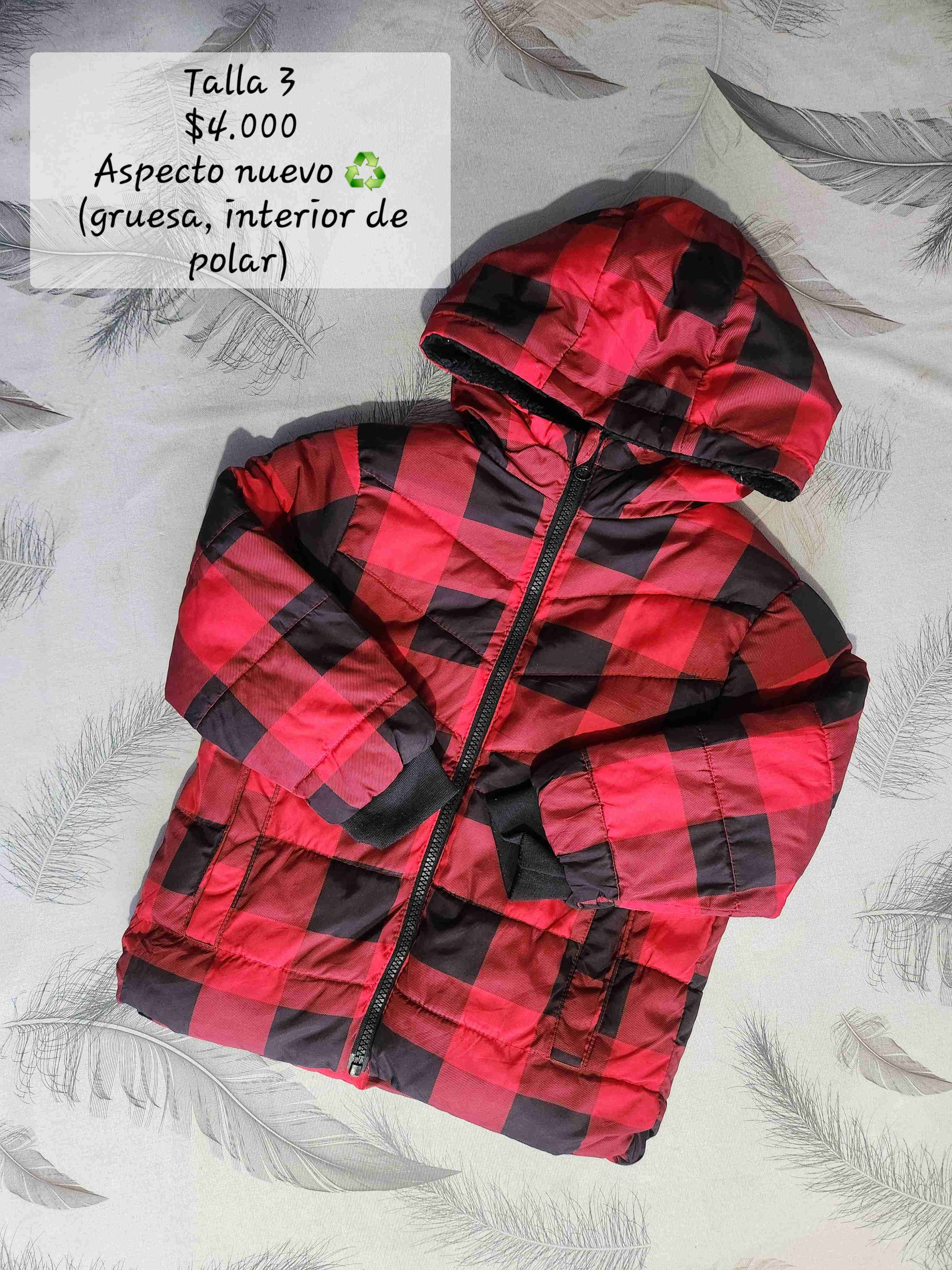 Casaca niño a cuadros roja