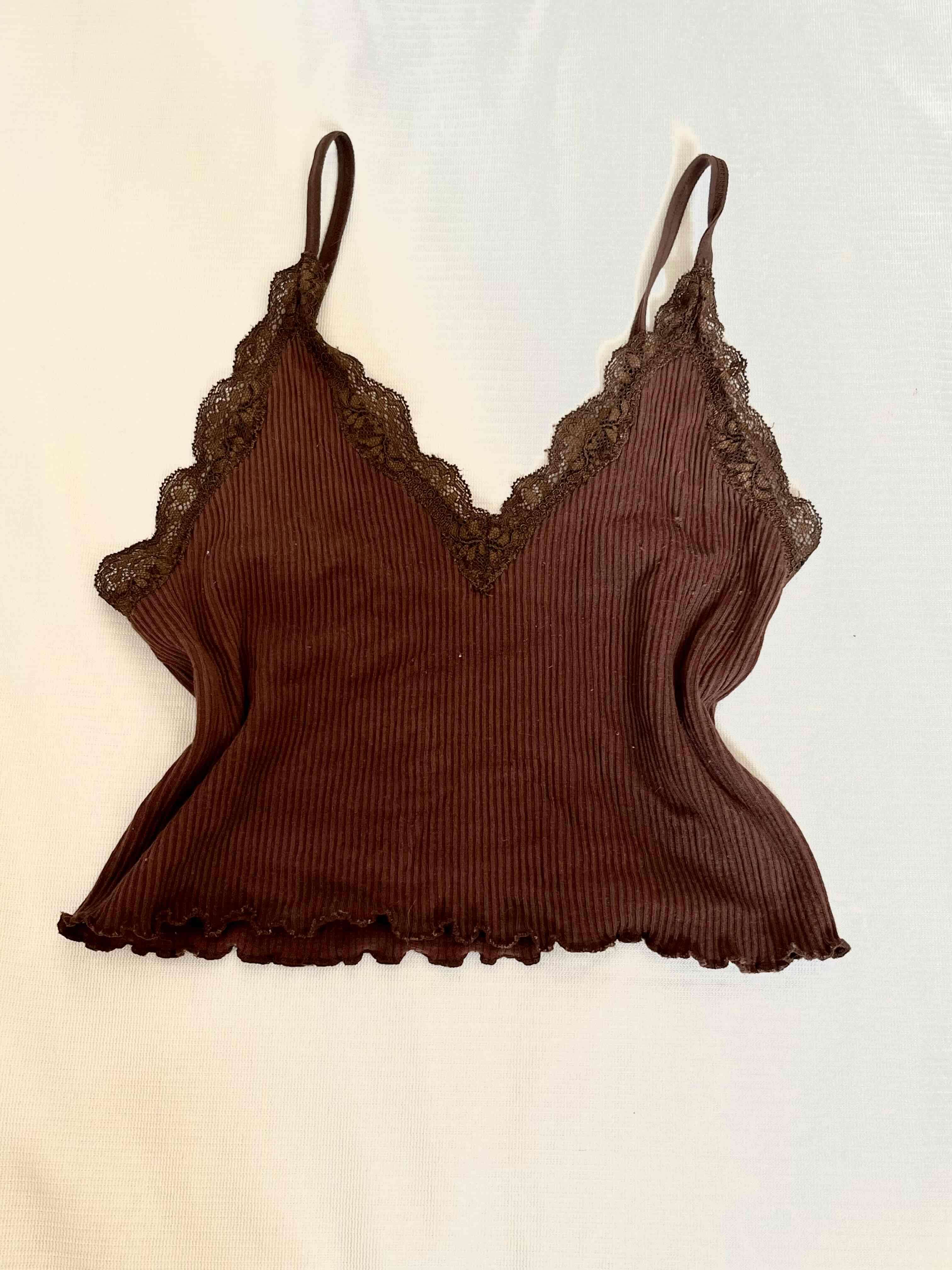 Polera cafe encaje - miniatura 1