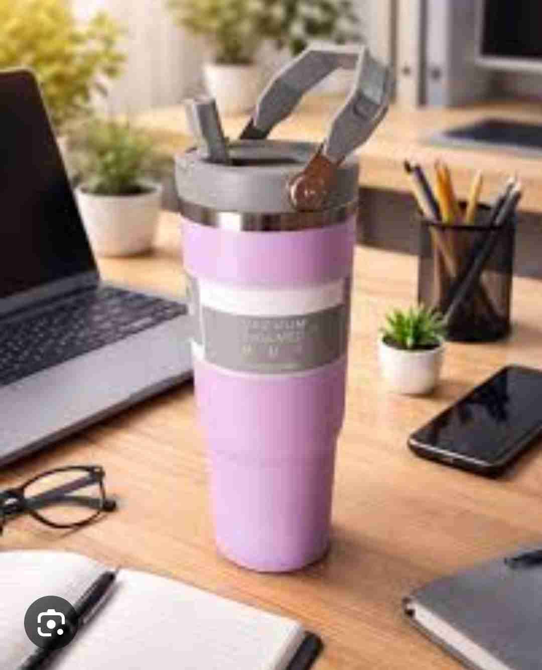 Vaso térmico morado con tapa - miniatura 1