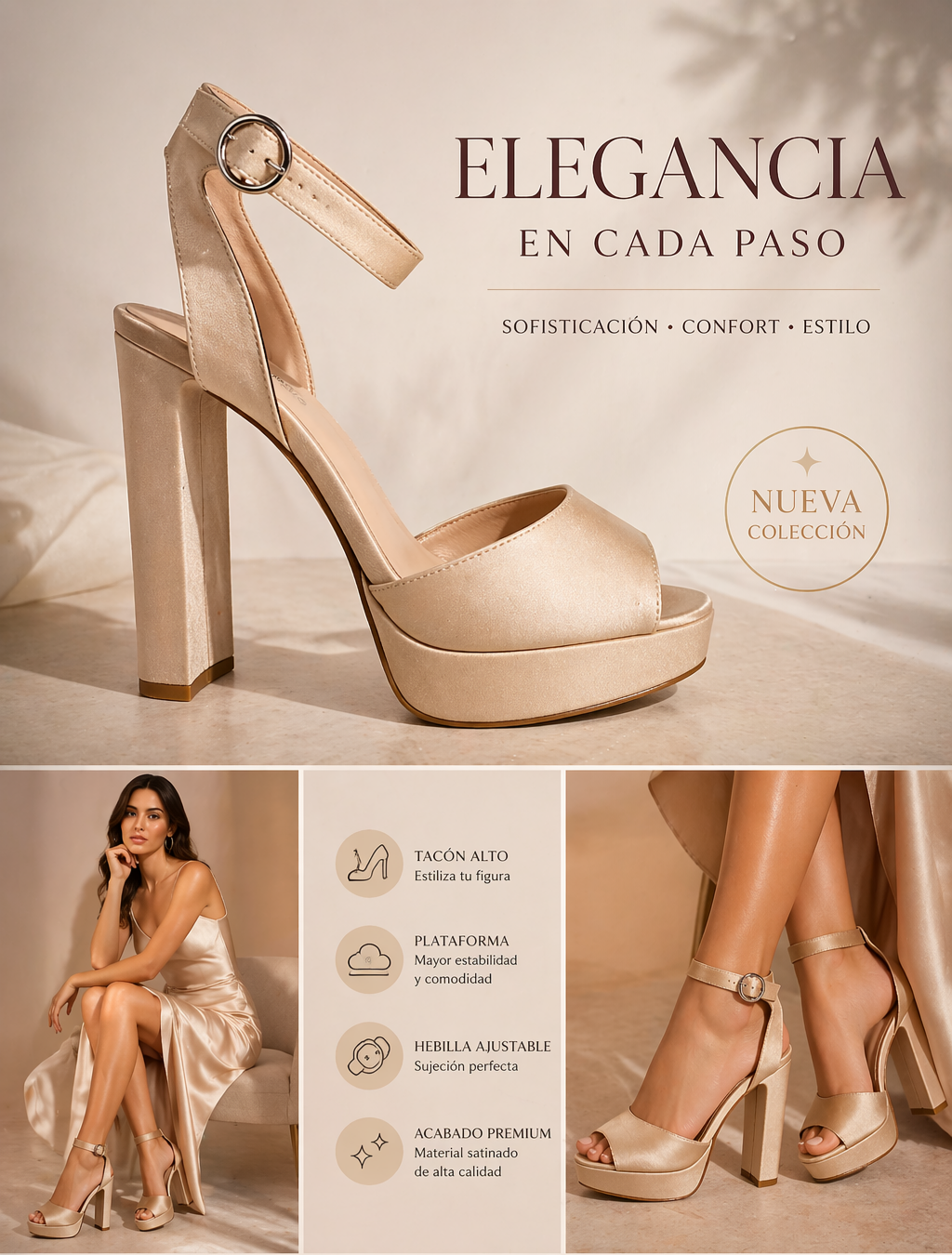 Sandalias de tacón alto doradas - miniatura 1