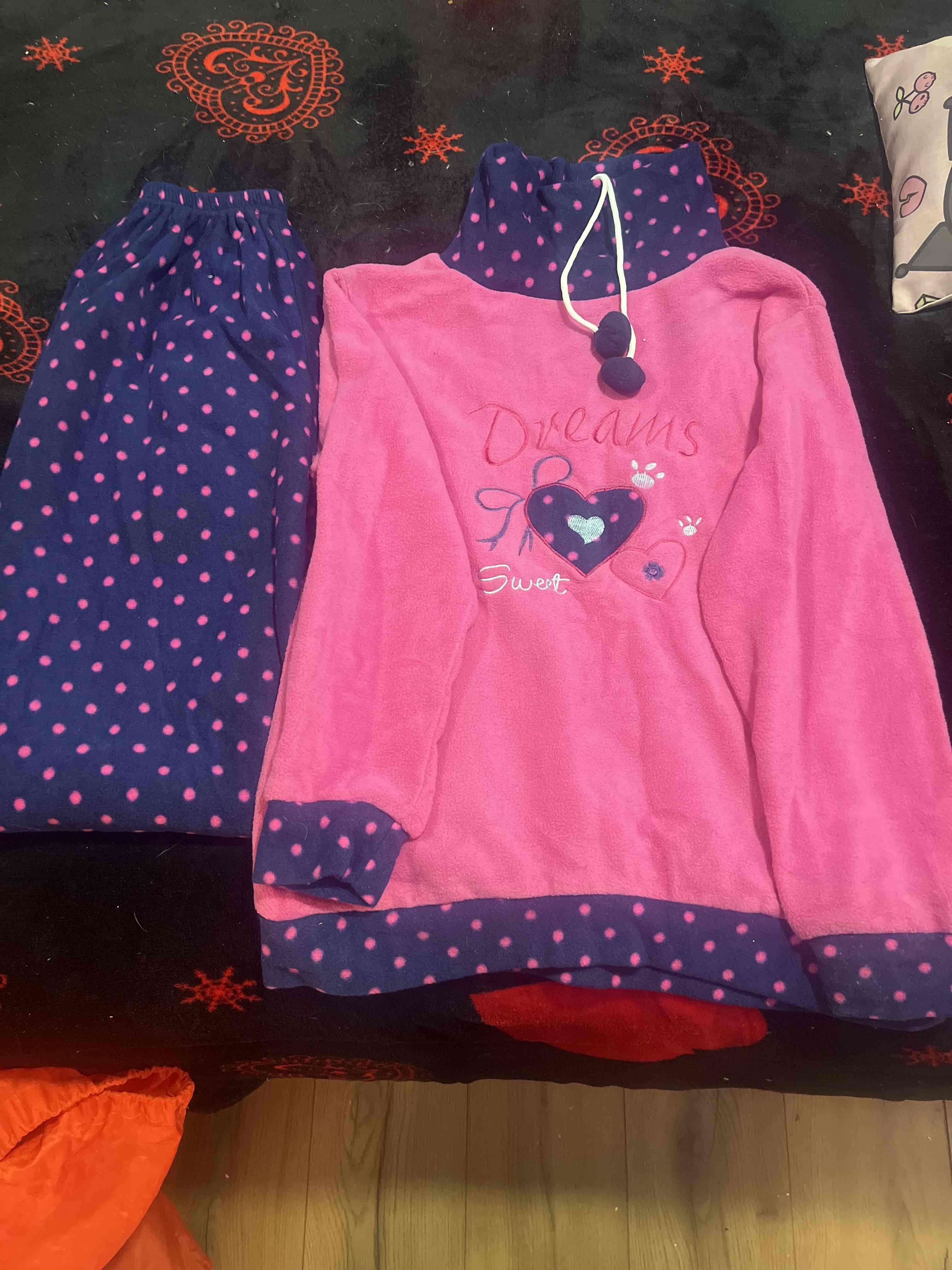 Pijama polar rosa y azul