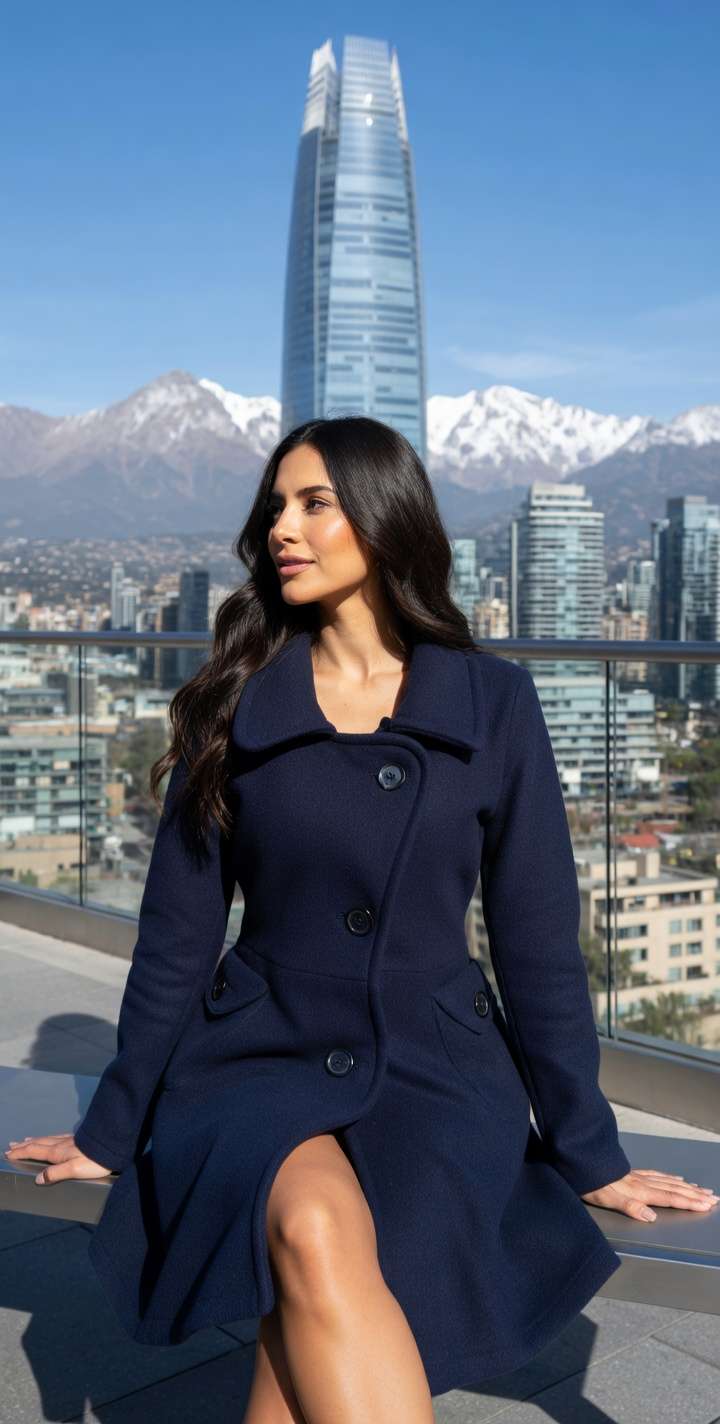 Abrigo corte princesa azul marino