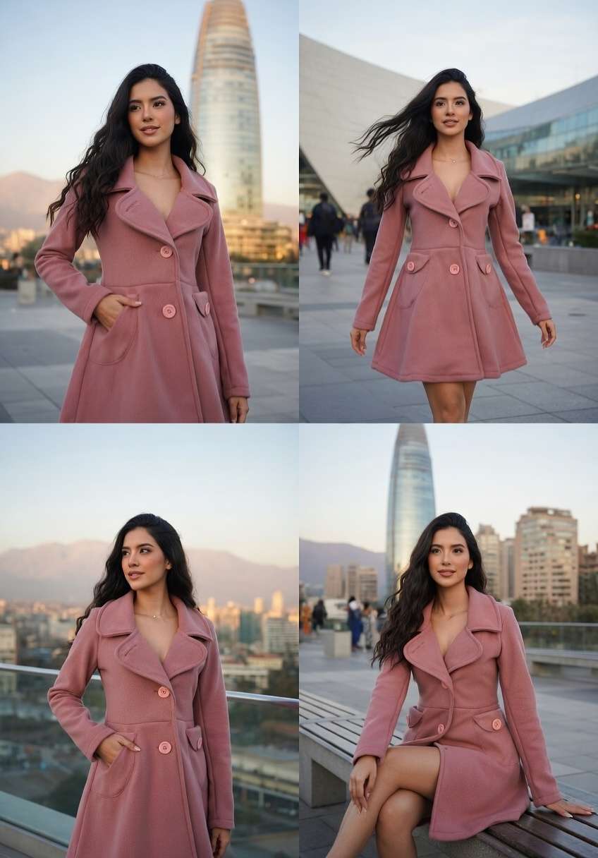 Abrigo rosa elegante mujer rosado