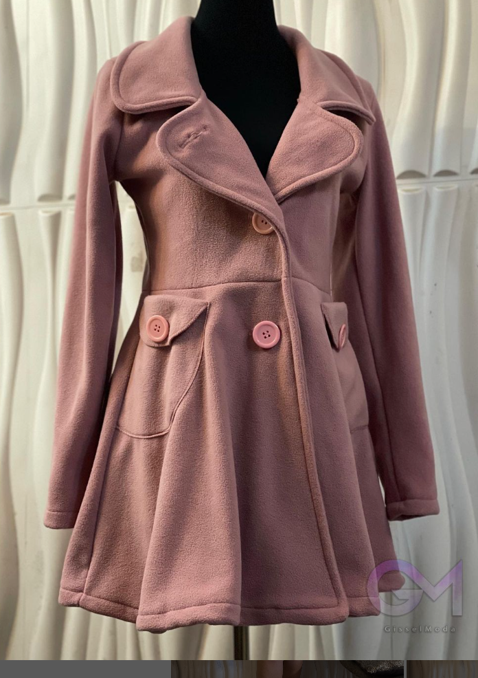 Abrigo rosa elegante mujer rosado - miniatura 2