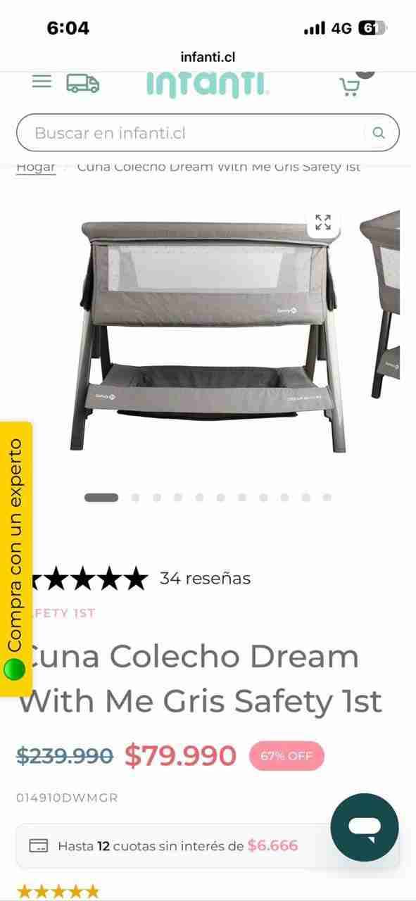 Cuna Colecho Gris Safety 1st - miniatura 1