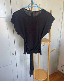 Top negro Zara tejido semitransparente - miniatura 1