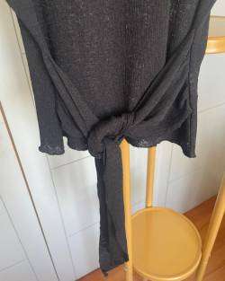 Top negro Zara tejido semitransparente - miniatura 2