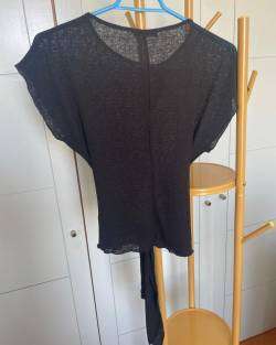 Top negro Zara tejido semitransparente - miniatura 5