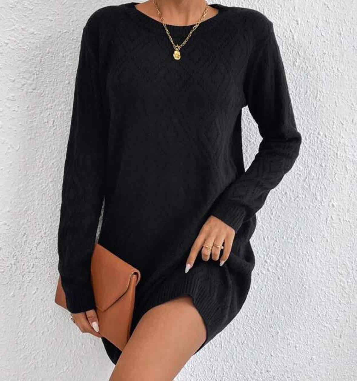 Vestido suéter negro elegante talla S - miniatura 1