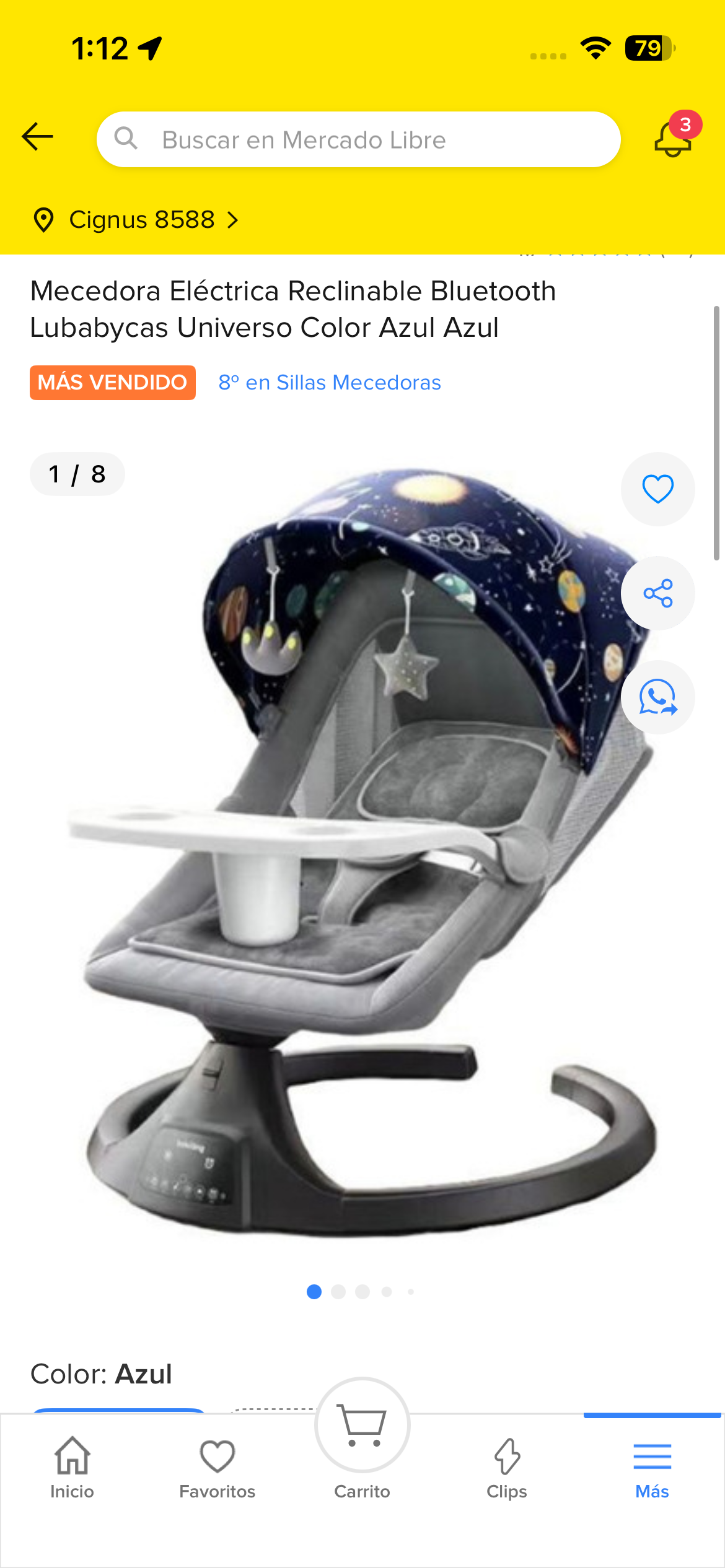 Mecedora eléctrica reclinable azul - miniatura 1