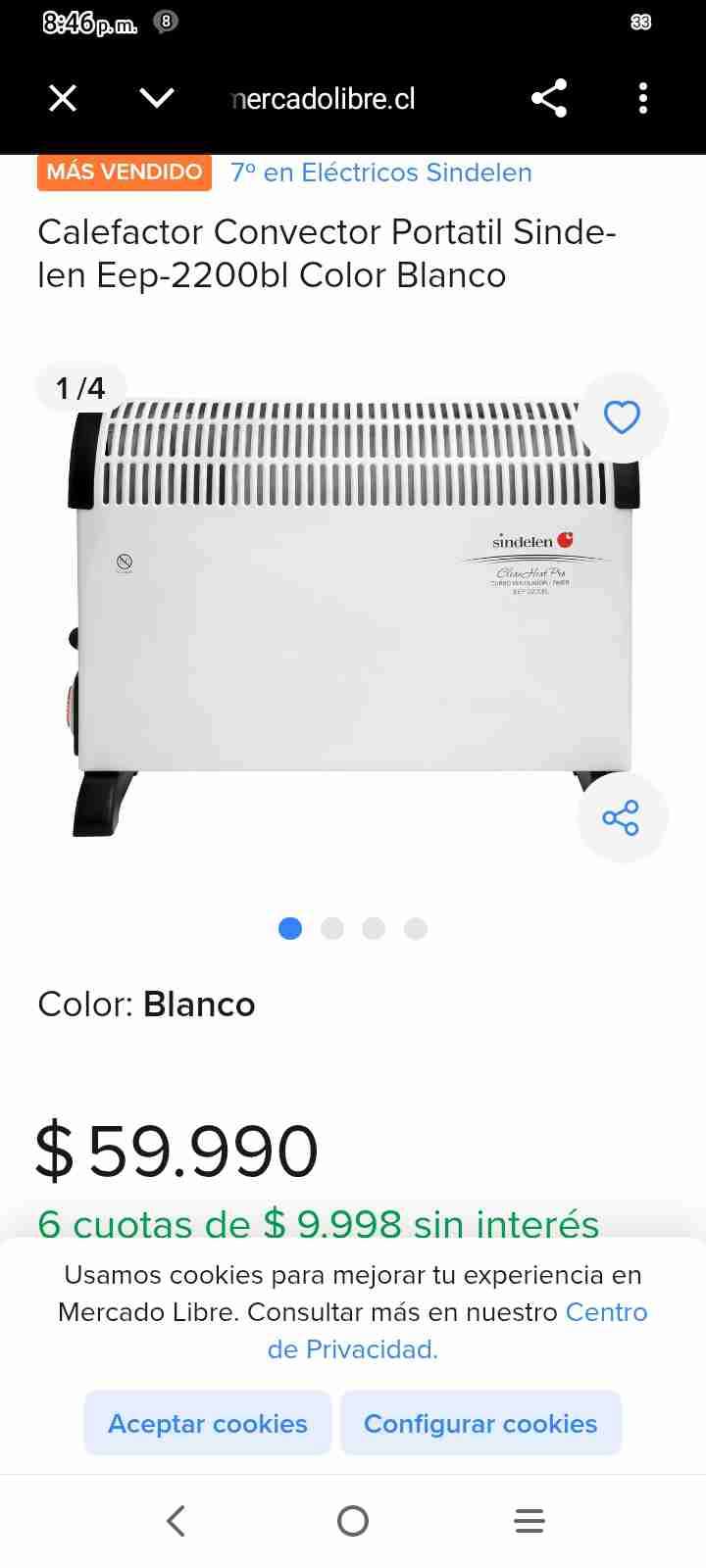 Calefactor Convector Portátil Blanco