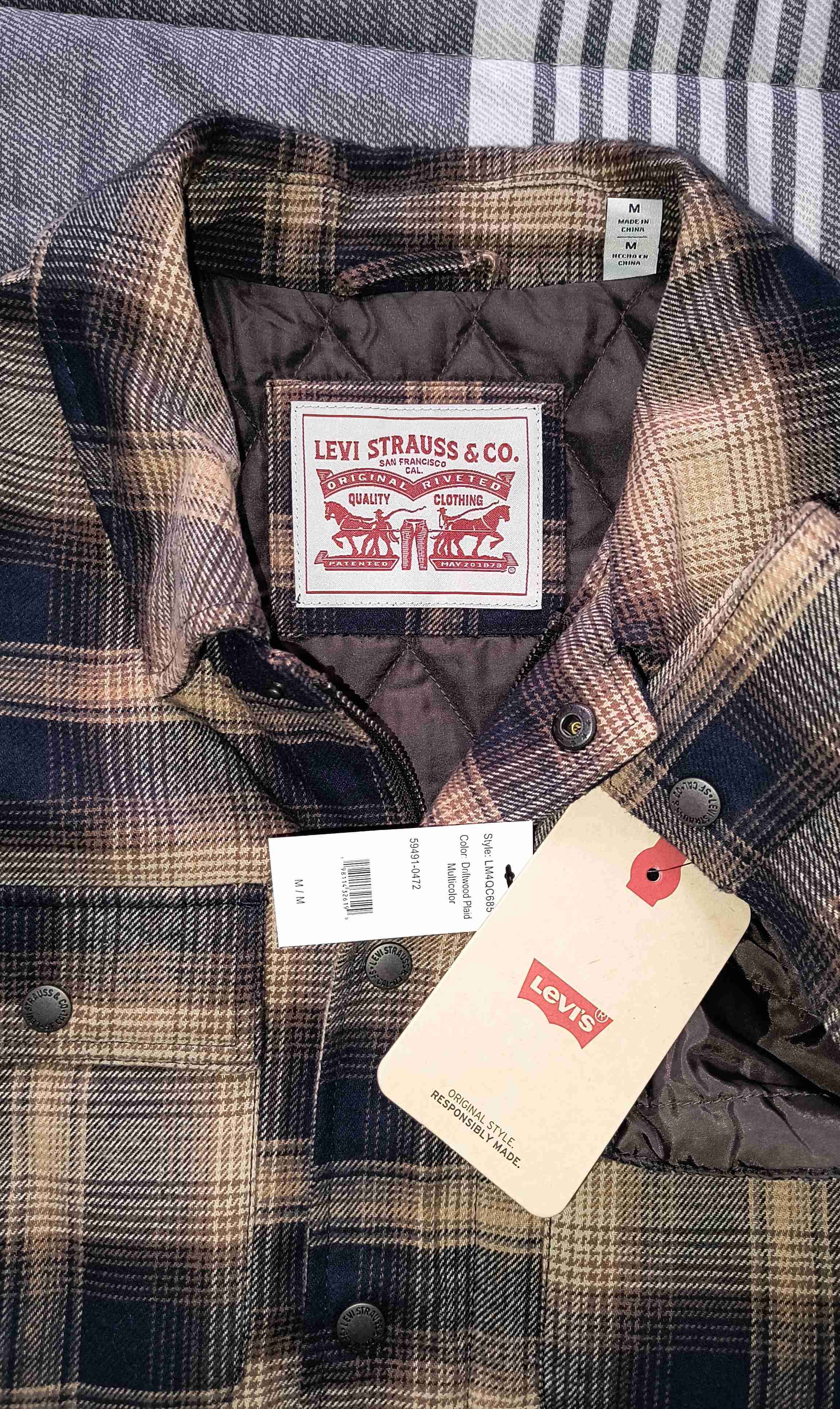 Chaqueta Leñadora Levi's Hombre A Cuadros Acolchad - miniatura 2