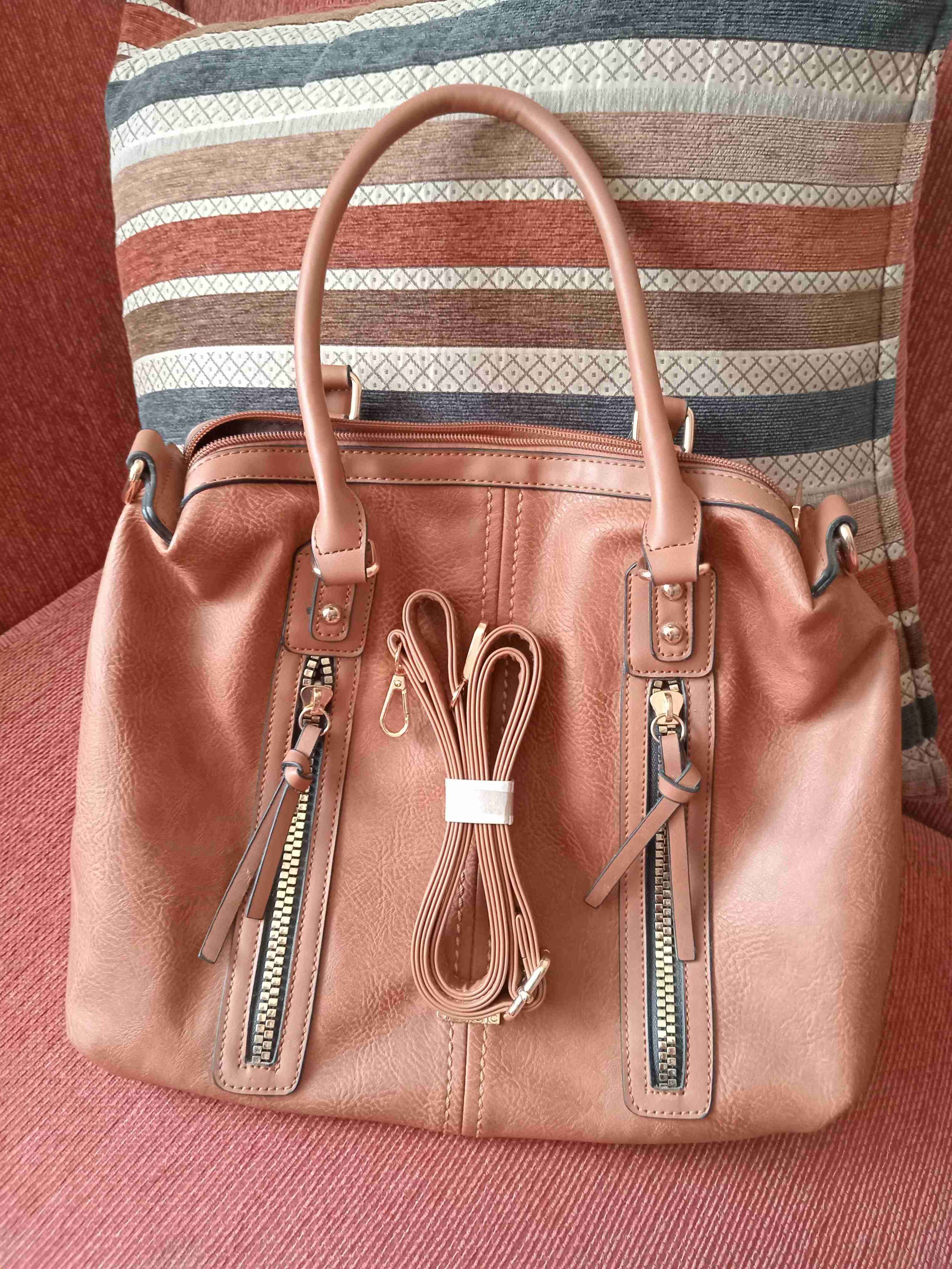 Bolso de cuero sintético marrón - miniatura 2