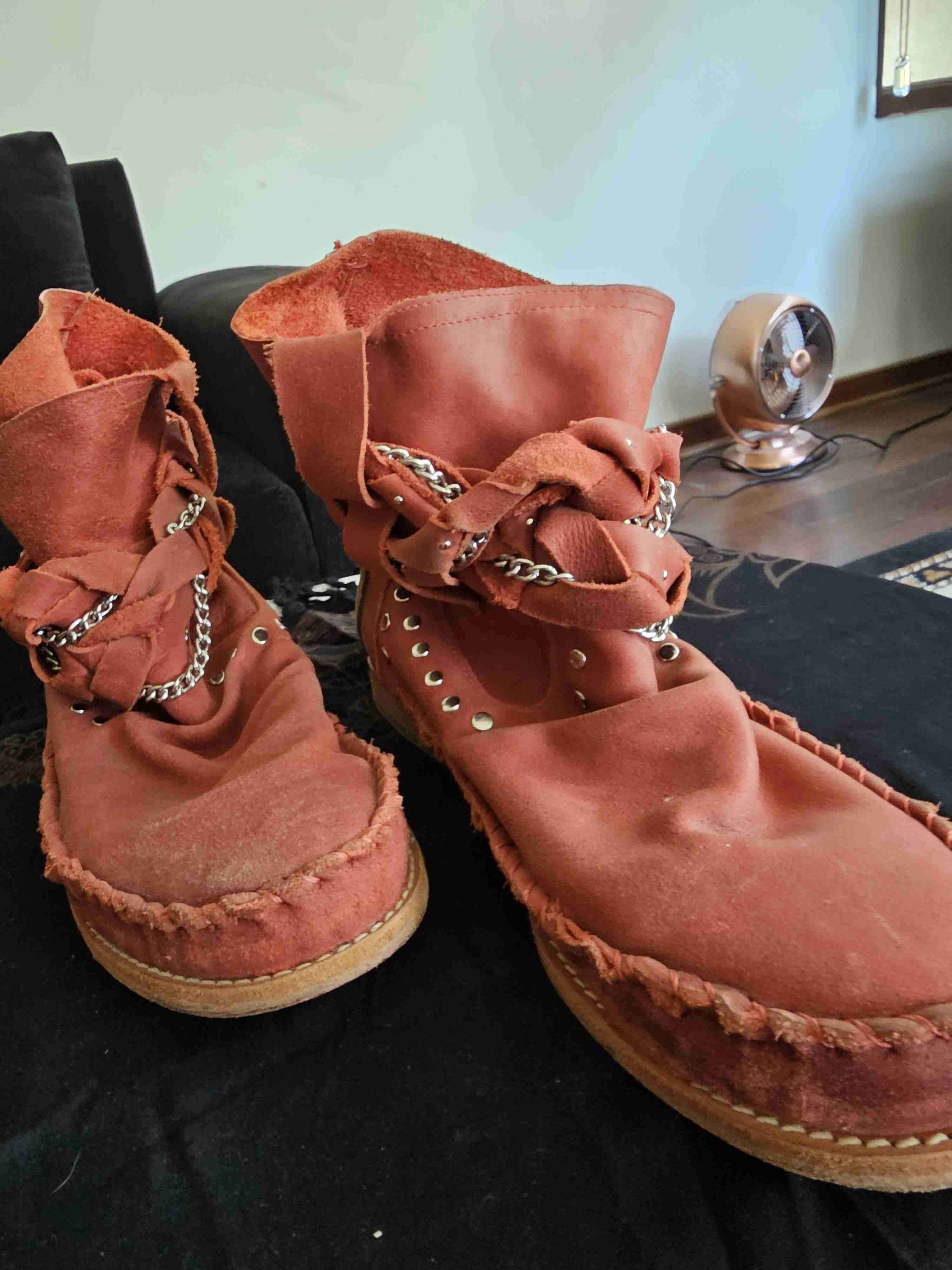 Botines de cuero marrón decorados - miniatura 2