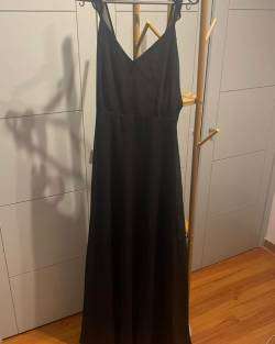 Vestido largo negro de gasa - miniatura 2